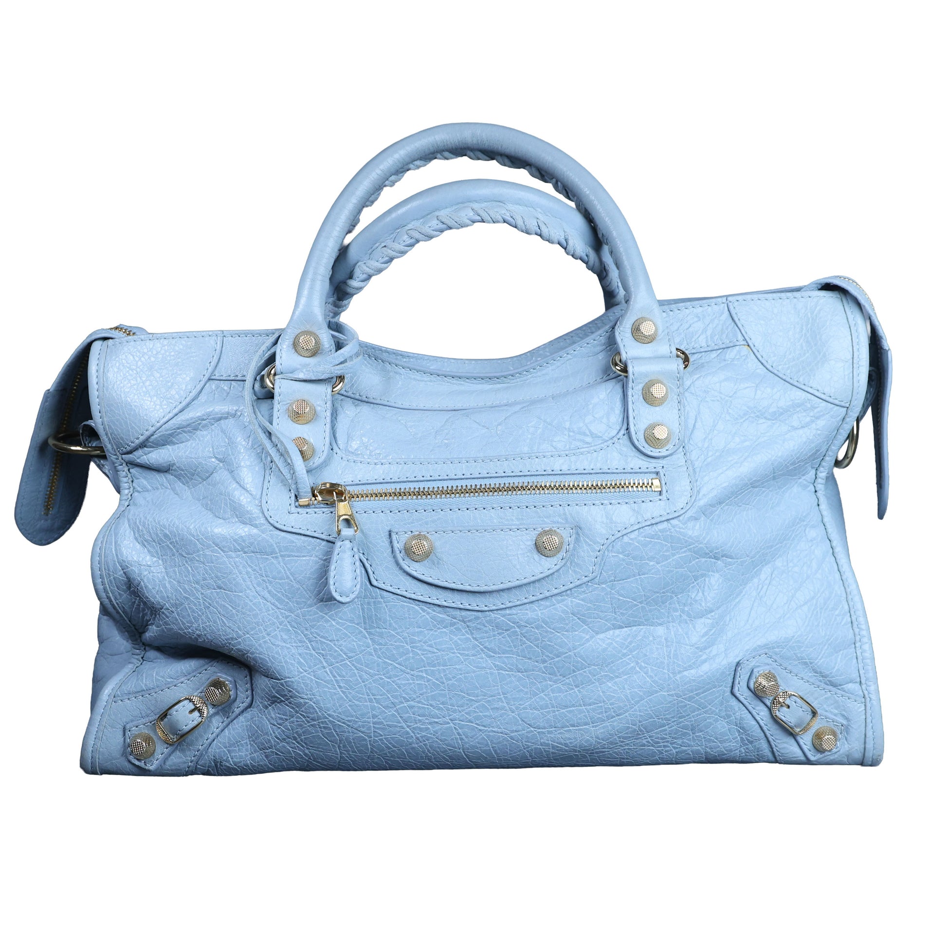 Preowned BALENCIAGA Giant 12 City Leather GHW Light Blue Bag | Luxe Again Maison