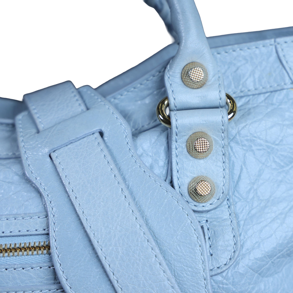 Preowned BALENCIAGA Giant 12 City Leather GHW Light Blue Bag | Luxe Again Maison
