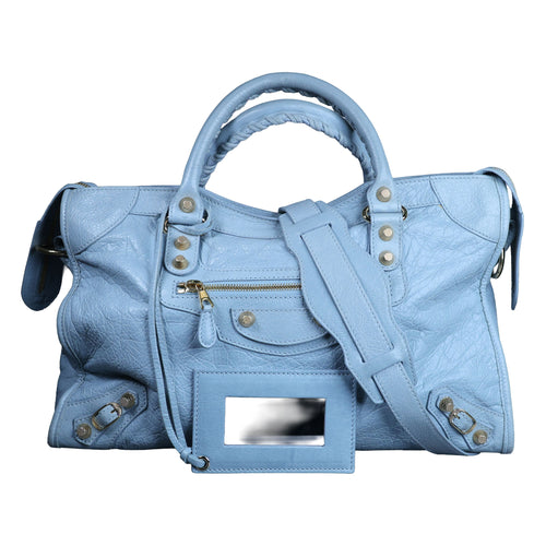 Preowned BALENCIAGA Giant 12 City Leather GHW Light Blue Bag | Luxe Again Maison