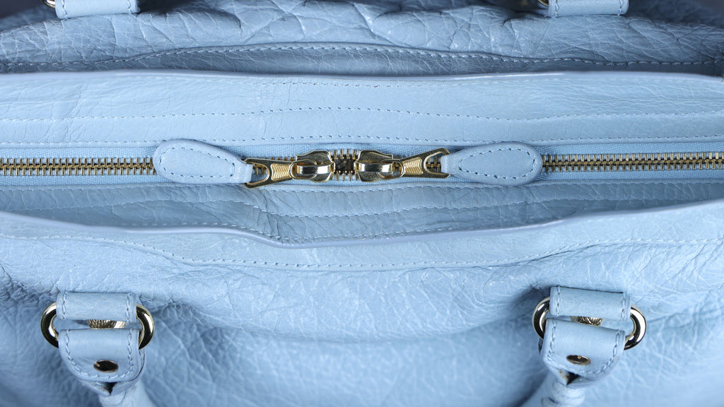 Preowned BALENCIAGA Giant 12 City Leather GHW Light Blue Bag | Luxe Again Maison