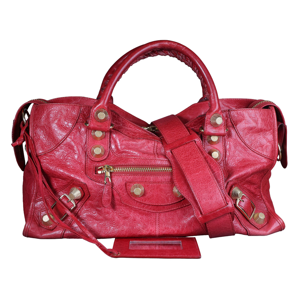 Preowned BALENCIAGA Giant 21 Part Time Leather GHW Red Bag | Luxe Again Maison