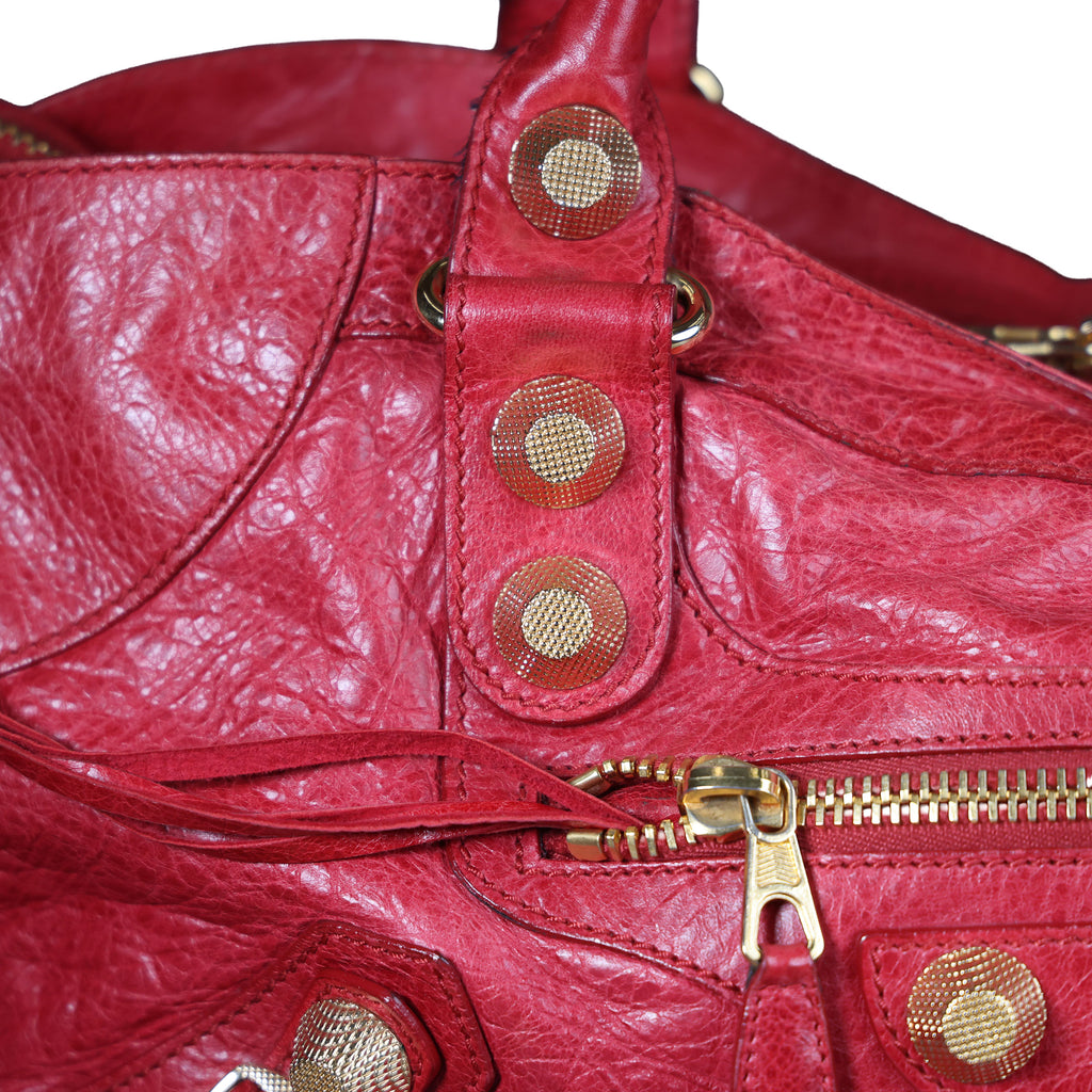 Preowned BALENCIAGA Giant 21 Part Time Leather GHW Red Bag | Luxe Again Maison