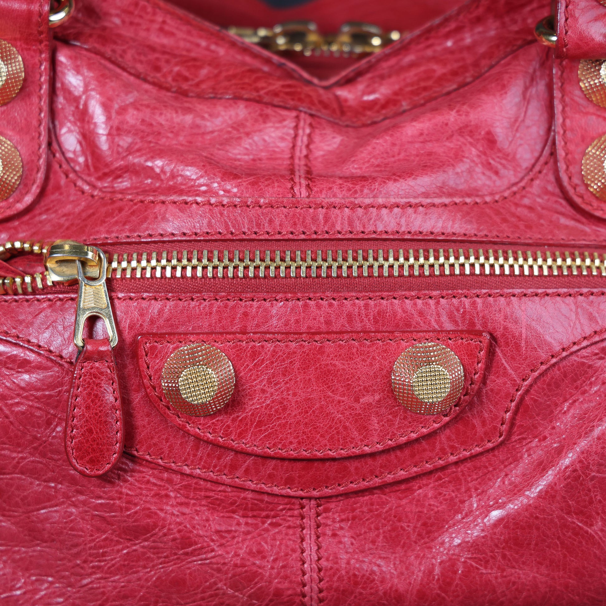 Preowned BALENCIAGA Giant 21 Part Time Leather GHW Red Bag | Luxe Again Maison