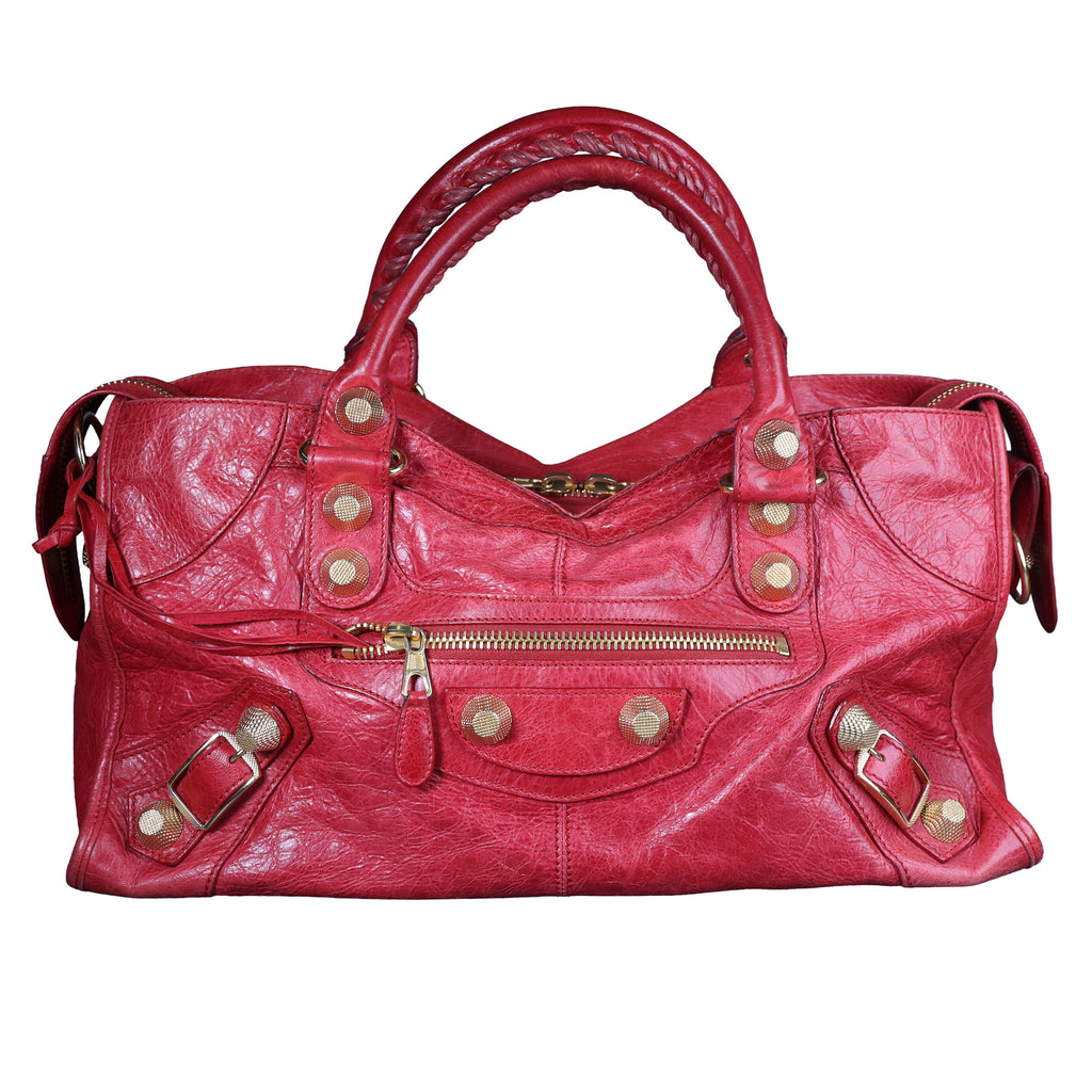 Preowned BALENCIAGA Giant 21 Part Time Leather GHW Red Bag | Luxe Again Maison