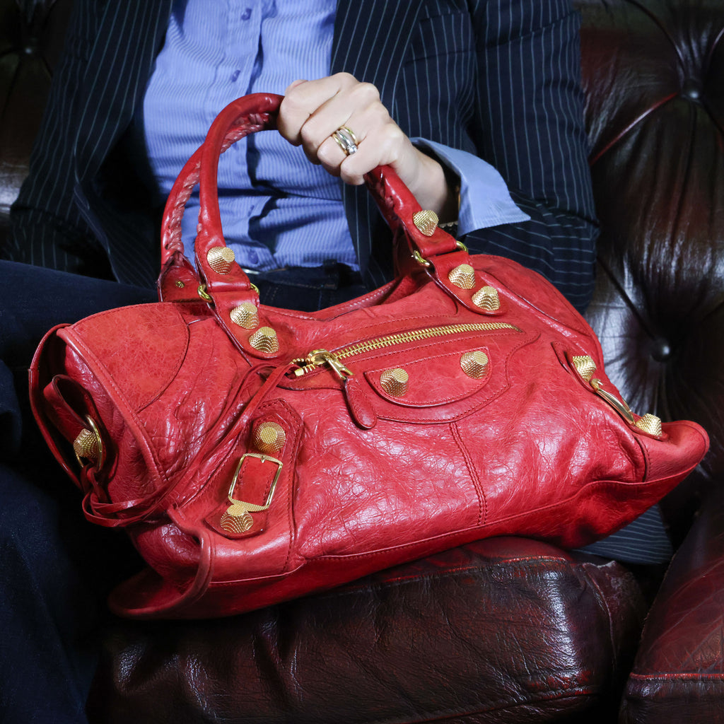 Preowned BALENCIAGA Giant 21 Part Time Leather GHW Red Bag | Luxe Again Maison