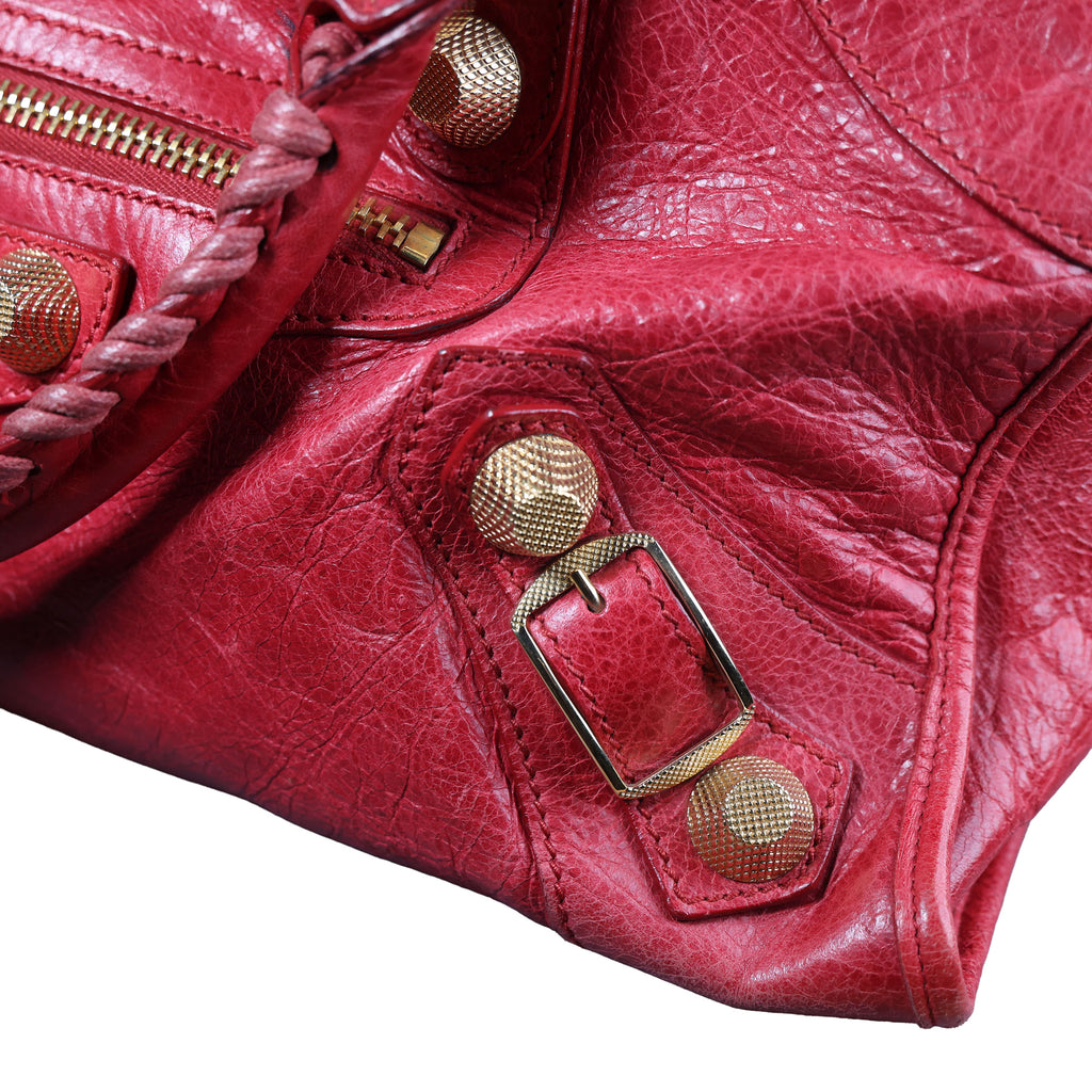 Preowned BALENCIAGA Giant 21 Part Time Leather GHW Red Bag | Luxe Again Maison