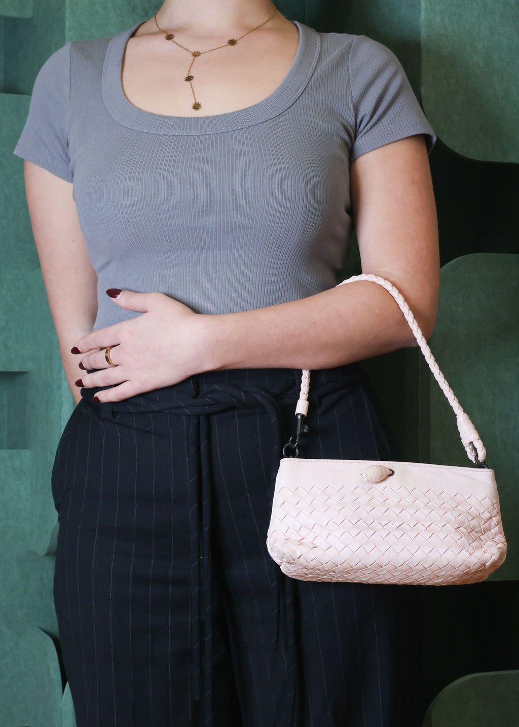 Preowned BOTTEGA VENETA Intrecciato Leather Shoulder Bag Pink | Luxe Again Maison