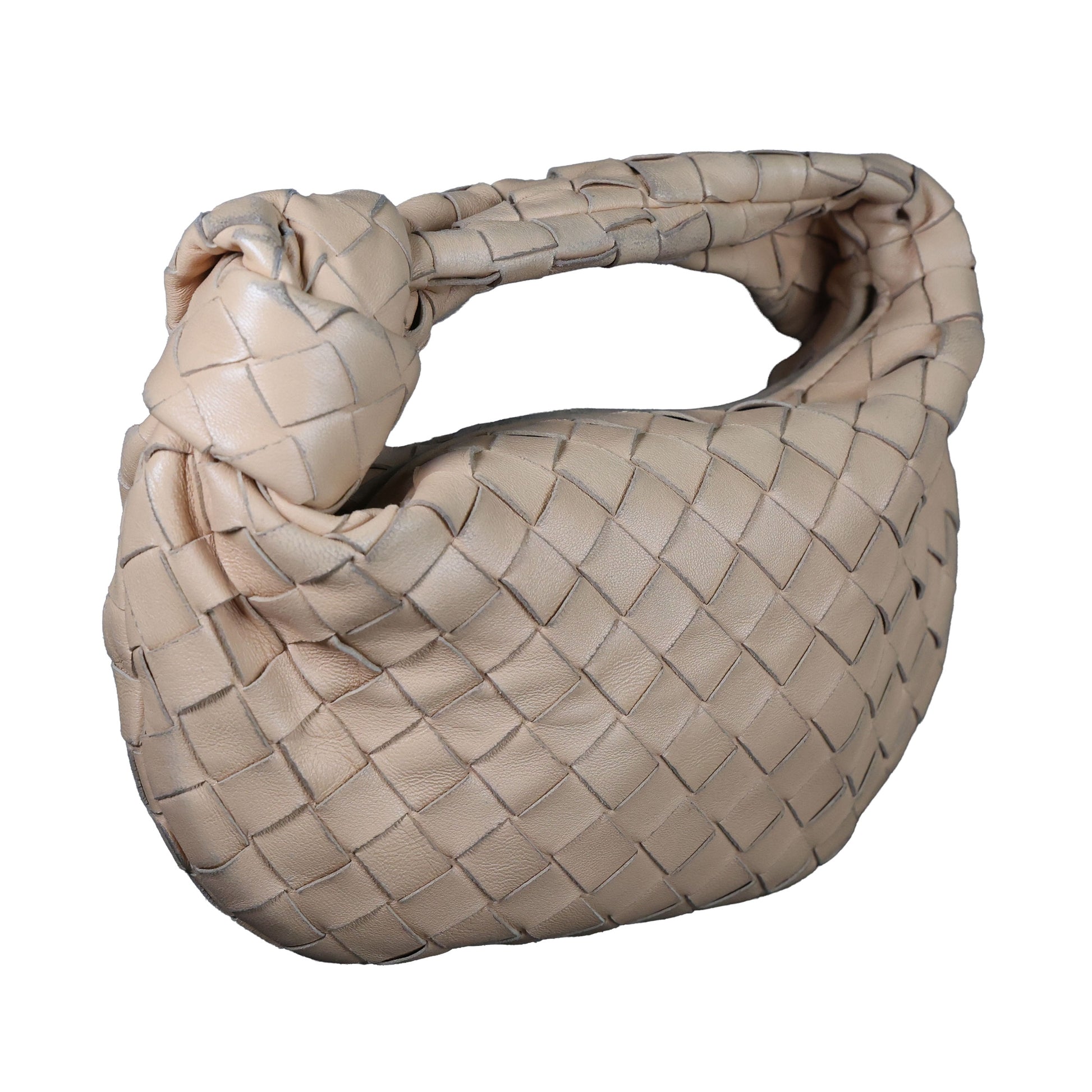 Preowned BOTTEGA VENETA Intrecciato Mini Jodie Leather Beige Bag | Luxe Again Maison