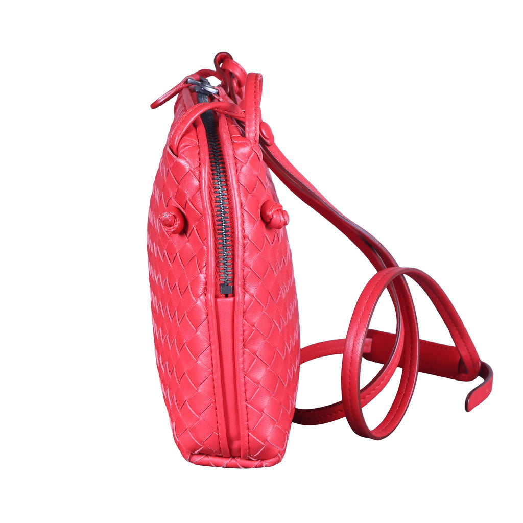 Preowned BOTTEGA VENETA Intrecciato Nodini Shoulder Bag Red | Luxe Again Maison