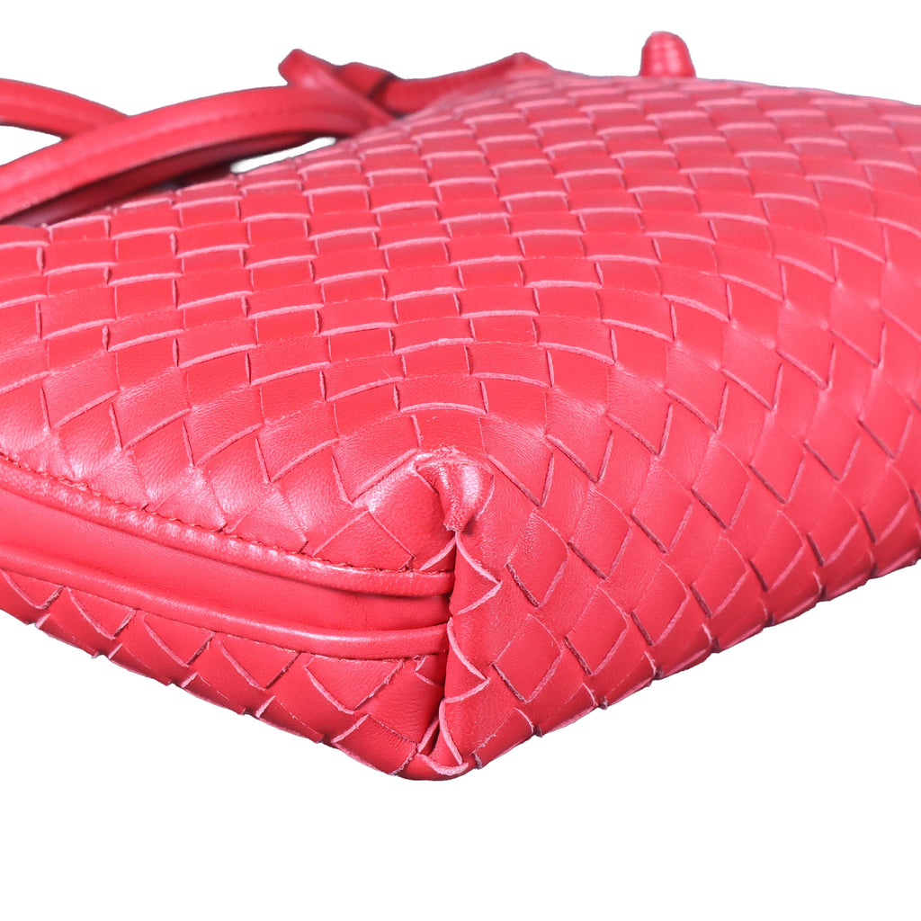 Preowned BOTTEGA VENETA Intrecciato Nodini Shoulder Bag Red | Luxe Again Maison