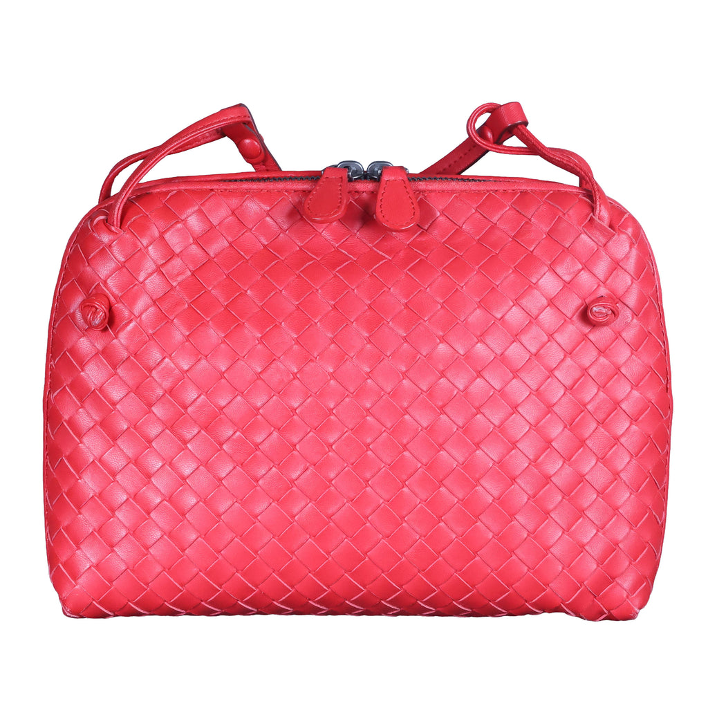 Preowned BOTTEGA VENETA Intrecciato Nodini Shoulder Bag Red | Luxe Again Maison