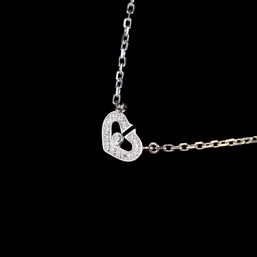 Preowned CARTIER C Heart de Cartier Diamond 18K WG Pendant Necklace WJ8XXX | Luxe Again Maison
