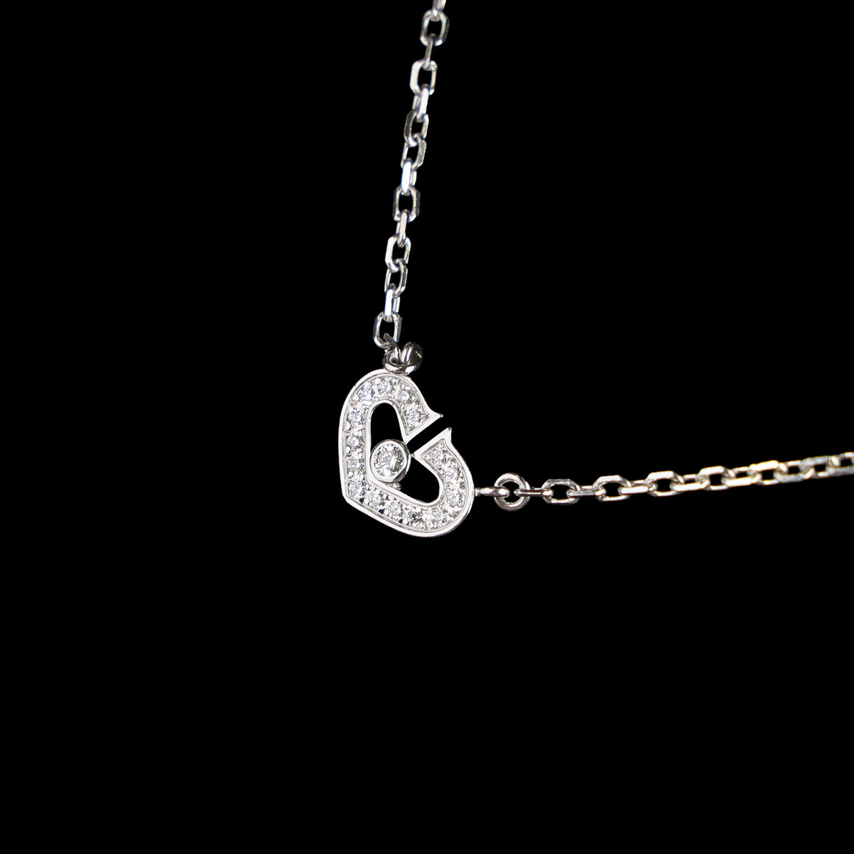 Preowned CARTIER C Heart de Cartier Diamond 18K WG Pendant Necklace WJ8XXX | Luxe Again Maison