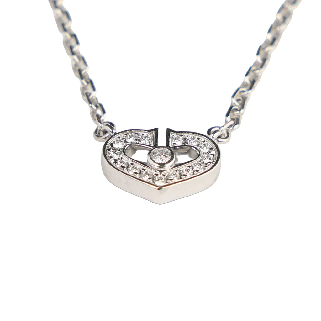 Preowned CARTIER C Heart de Cartier Diamond 18K WG Pendant Necklace WJ8XXX | Luxe Again Maison