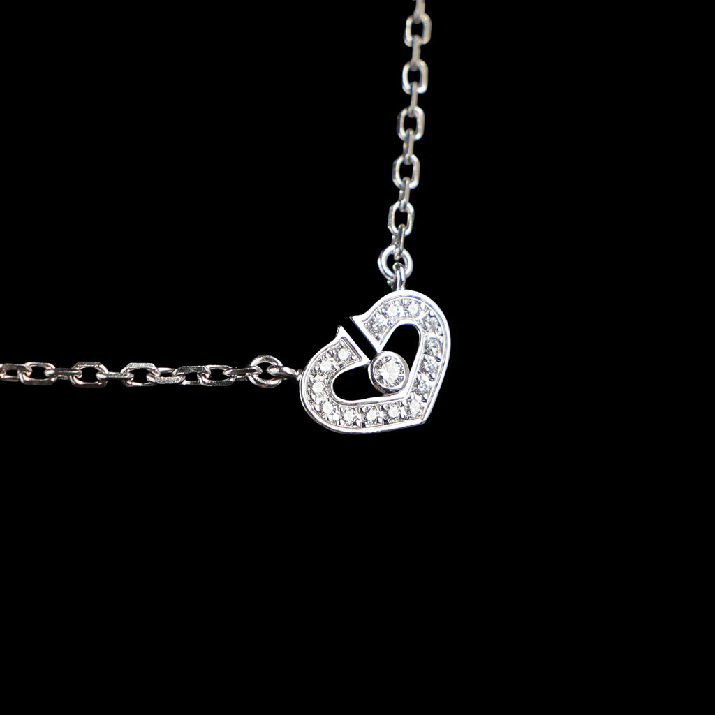 Preowned CARTIER C Heart de Cartier Diamond 18K WG Pendant Necklace WJ8XXX | Luxe Again Maison