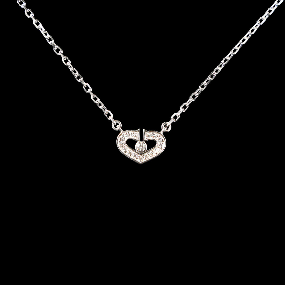 Preowned CARTIER C Heart de Cartier Diamond 18K WG Pendant Necklace WJ8XXX | Luxe Again Maison