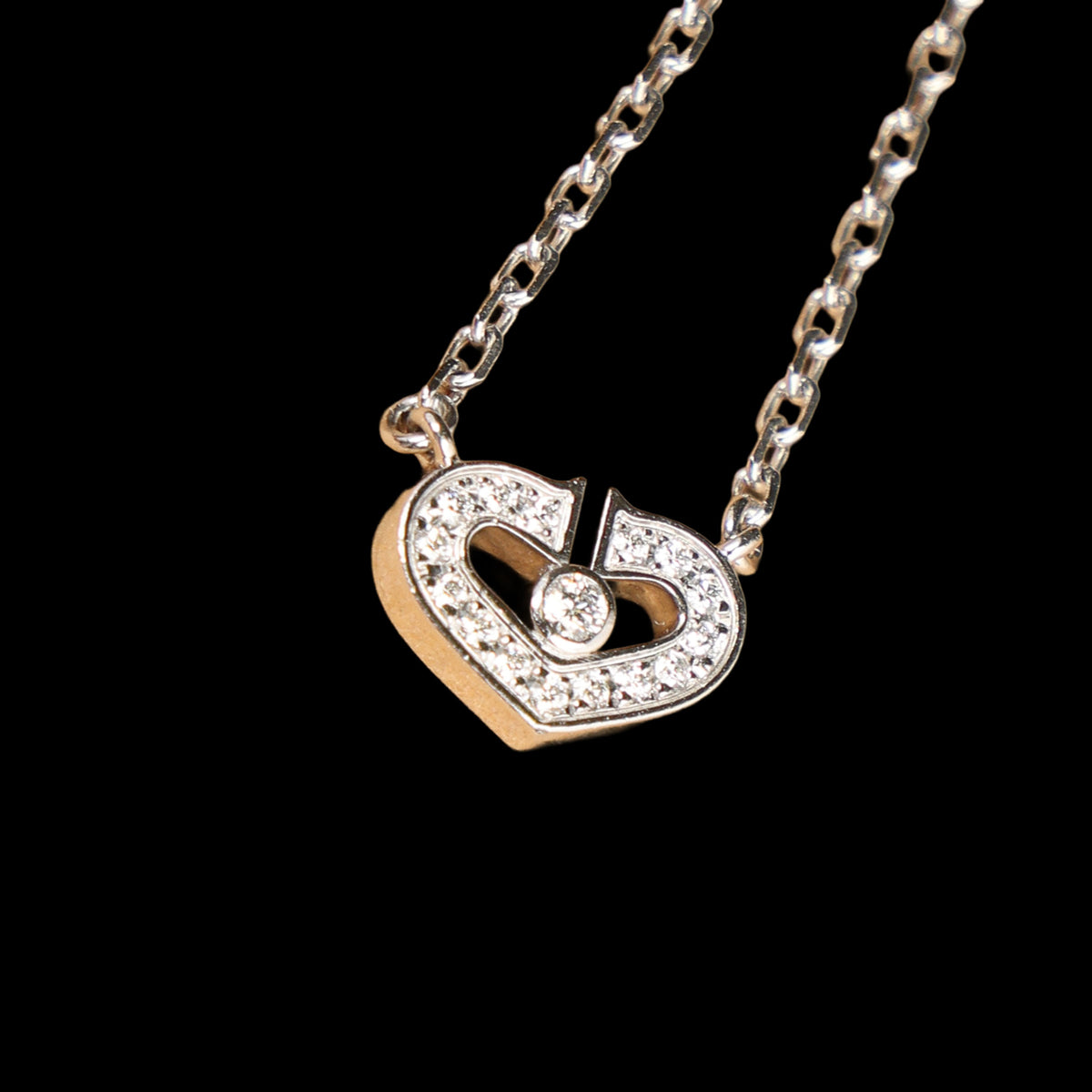 Preowned CARTIER C Heart de Cartier Diamond 18K WG Pendant Necklace WJ8XXX | Luxe Again Maison