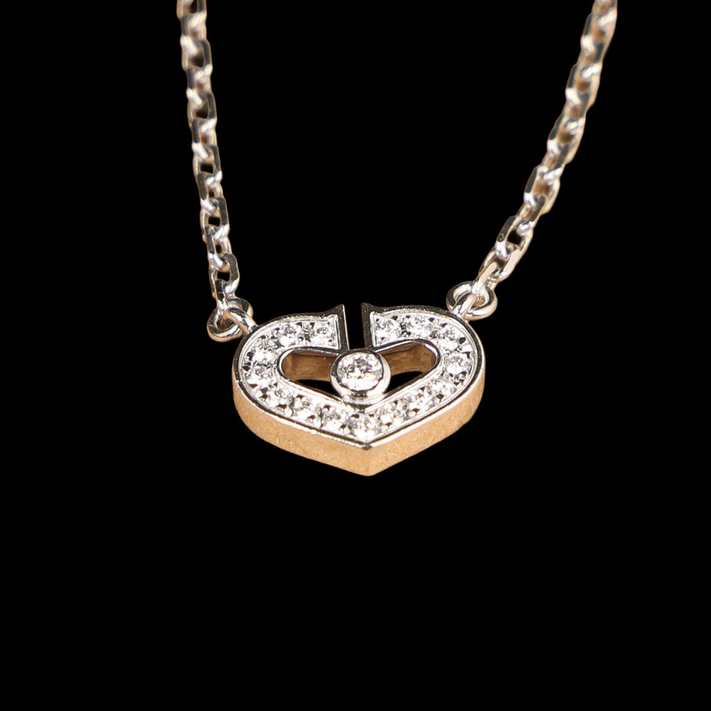 Preowned CARTIER C Heart de Cartier Diamond 18K WG Pendant Necklace WJ8XXX | Luxe Again Maison