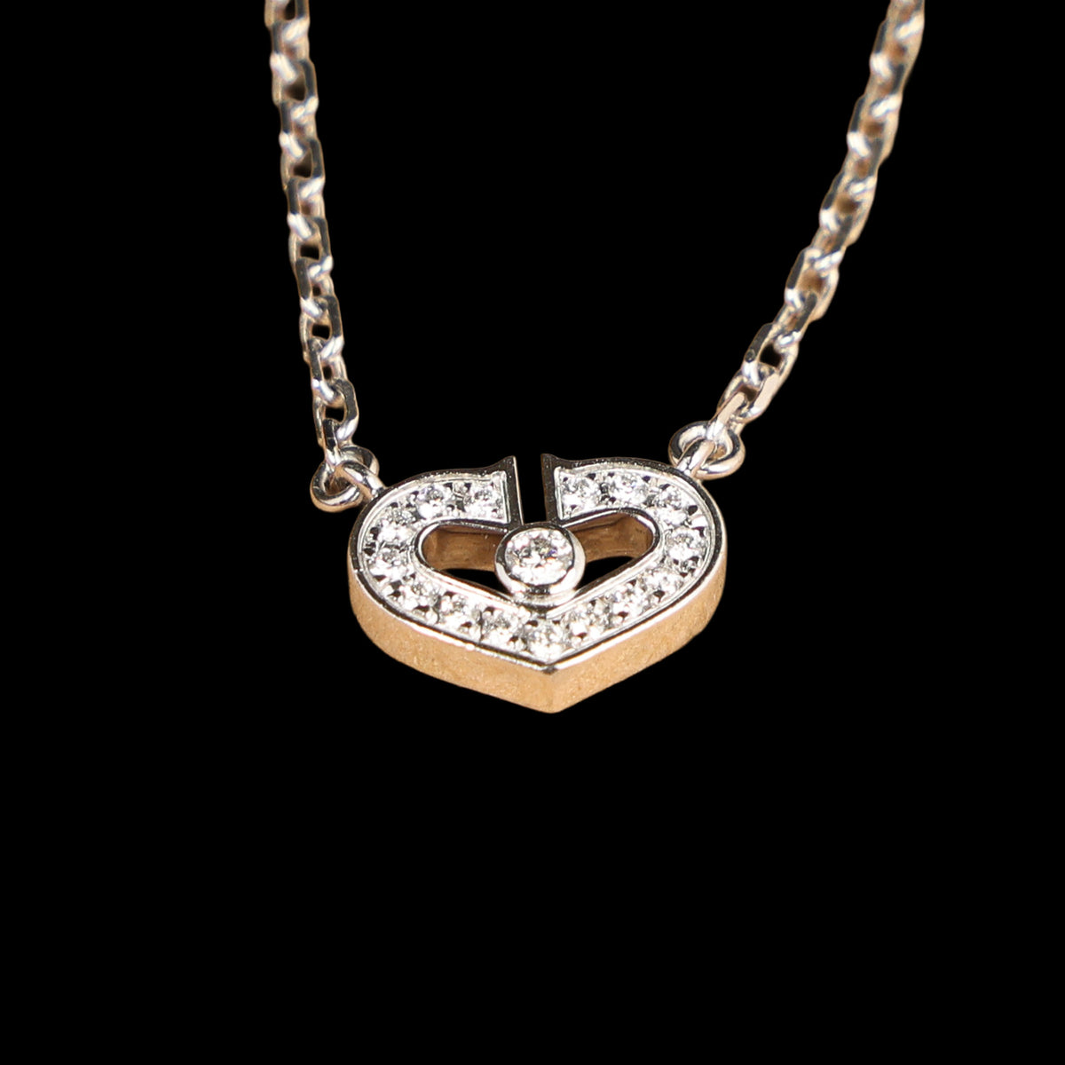 Preowned CARTIER C Heart de Cartier Diamond 18K WG Pendant Necklace WJ8XXX | Luxe Again Maison