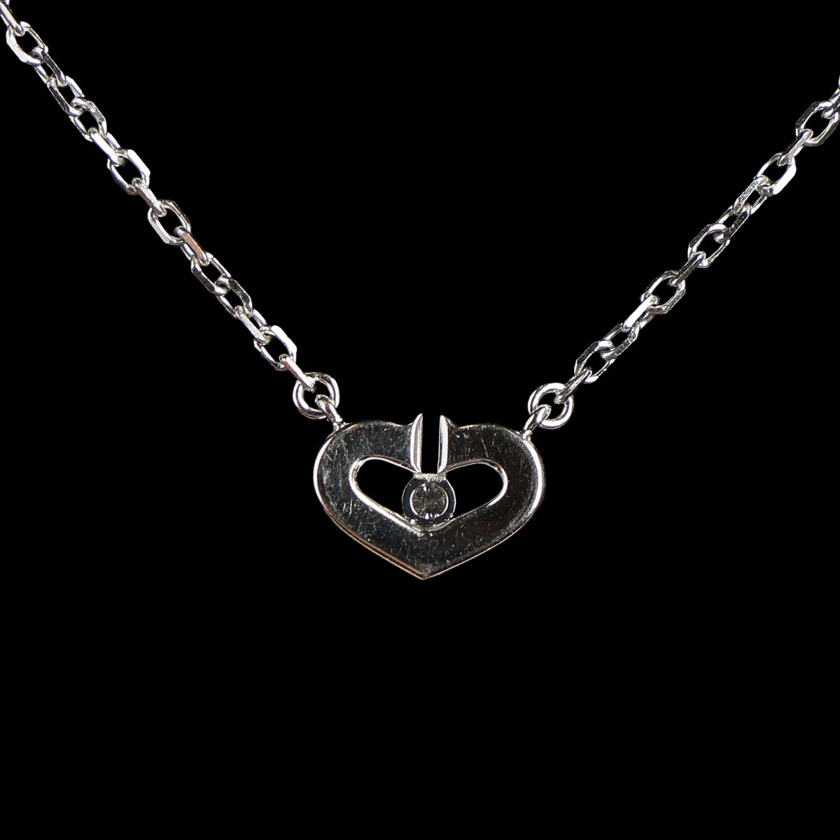 Preowned CARTIER C Heart de Cartier Diamond 18K WG Pendant Necklace WJ8XXX | Luxe Again Maison