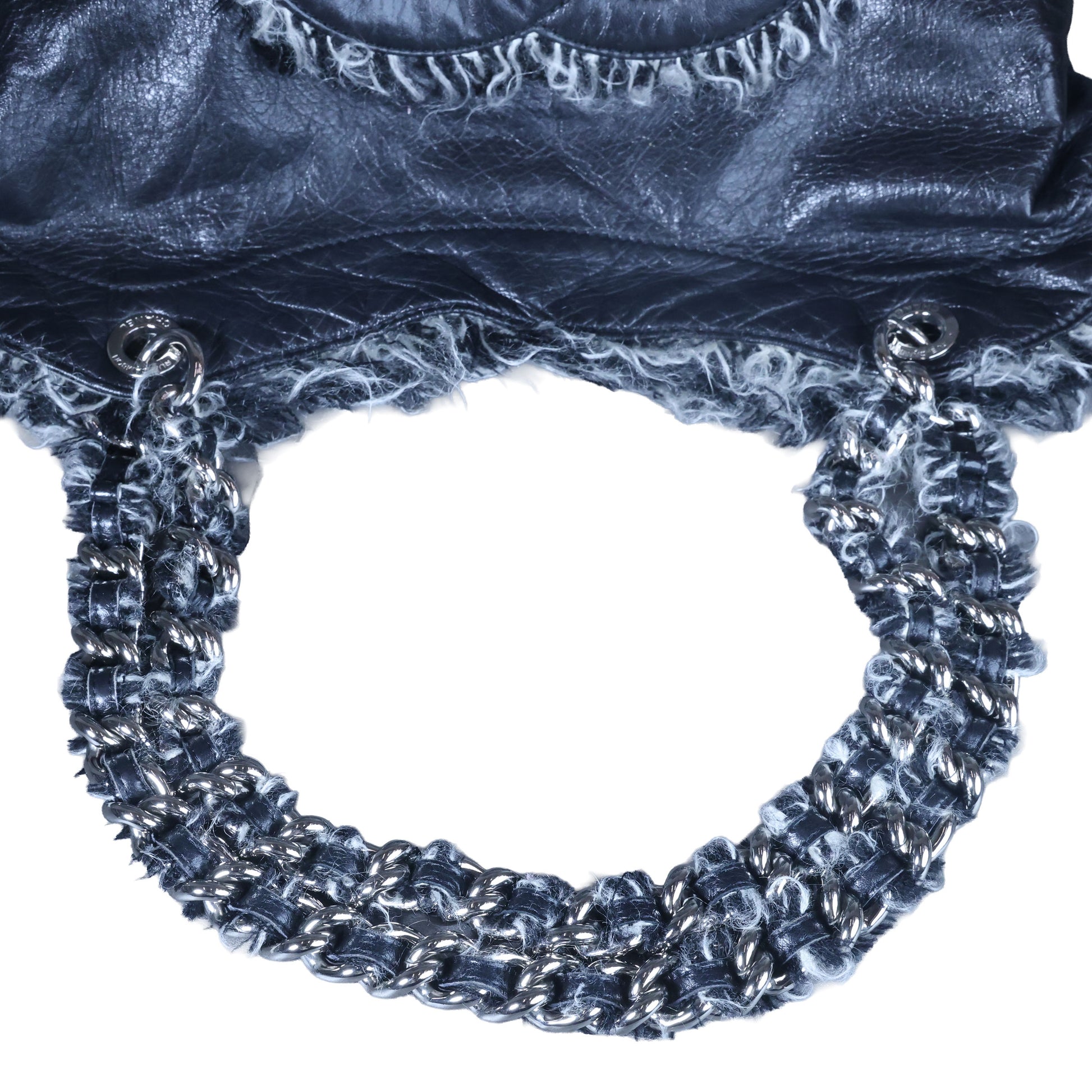 Preowned CHANEL Black Lambskin Leather And Fur Bon Bon Tote Bag | Luxe Again Maison