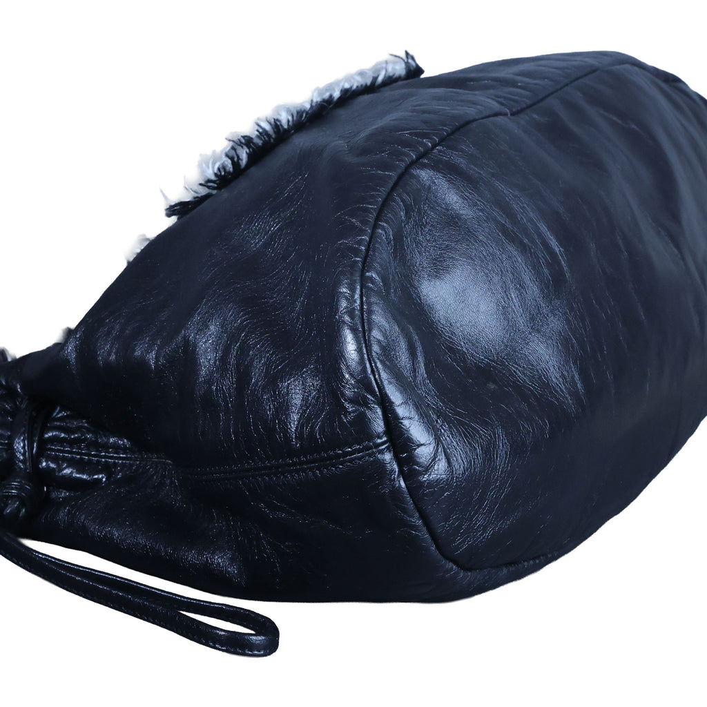 Preowned CHANEL Black Lambskin Leather And Fur Bon Bon Tote Bag | Luxe Again Maison