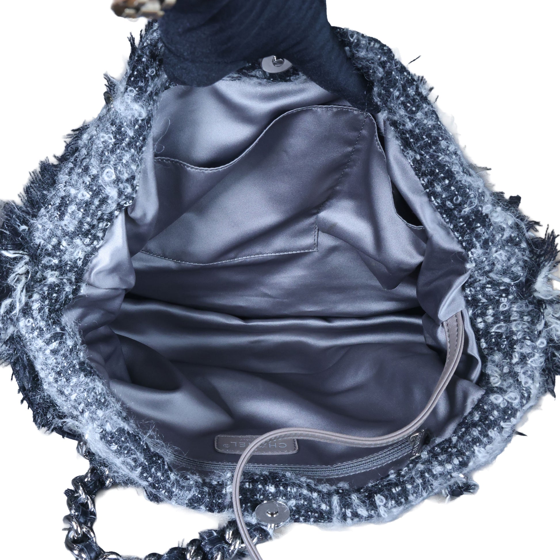 Preowned CHANEL Black Lambskin Leather And Fur Bon Bon Tote Bag | Luxe Again Maison