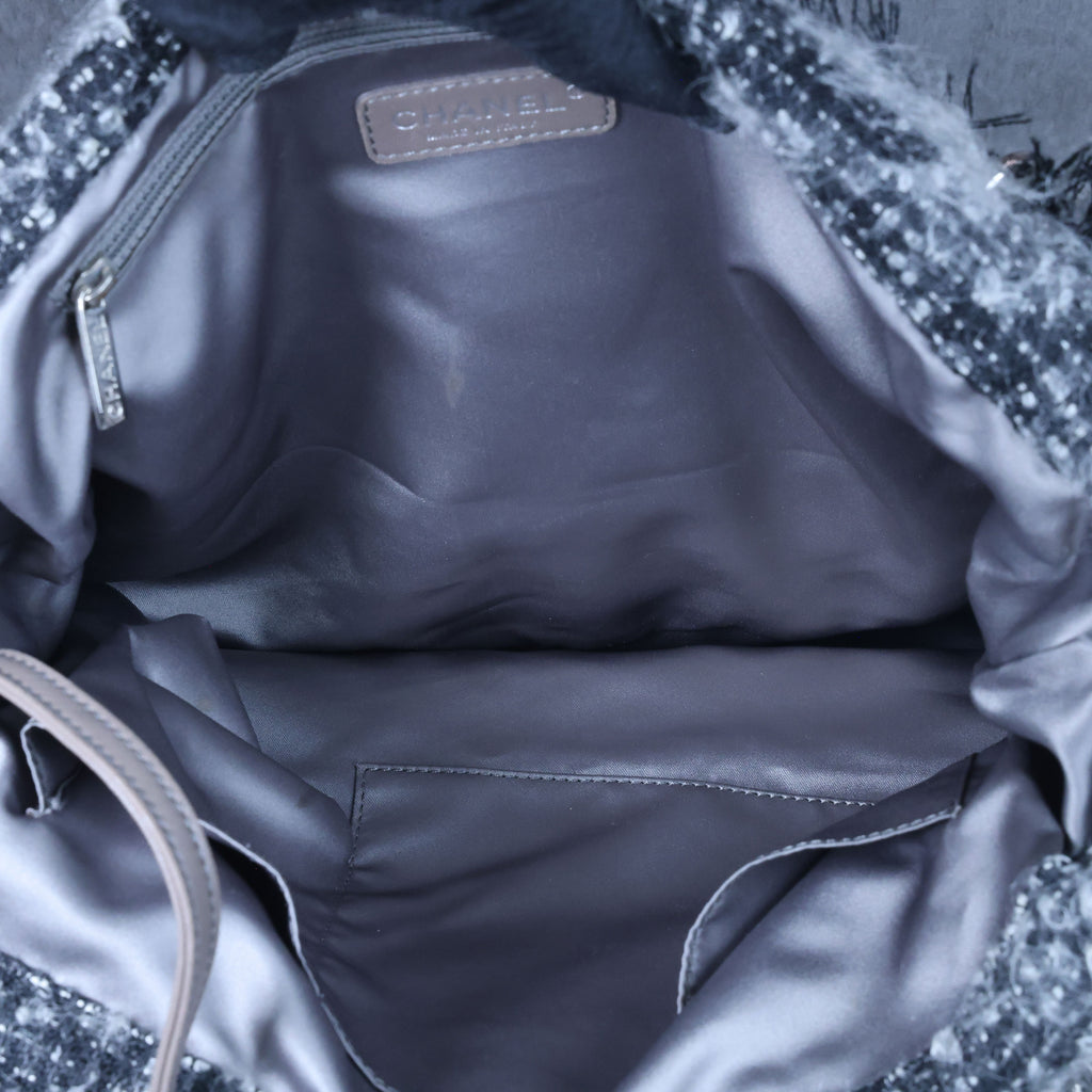 Preowned CHANEL Black Lambskin Leather And Fur Bon Bon Tote Bag | Luxe Again Maison