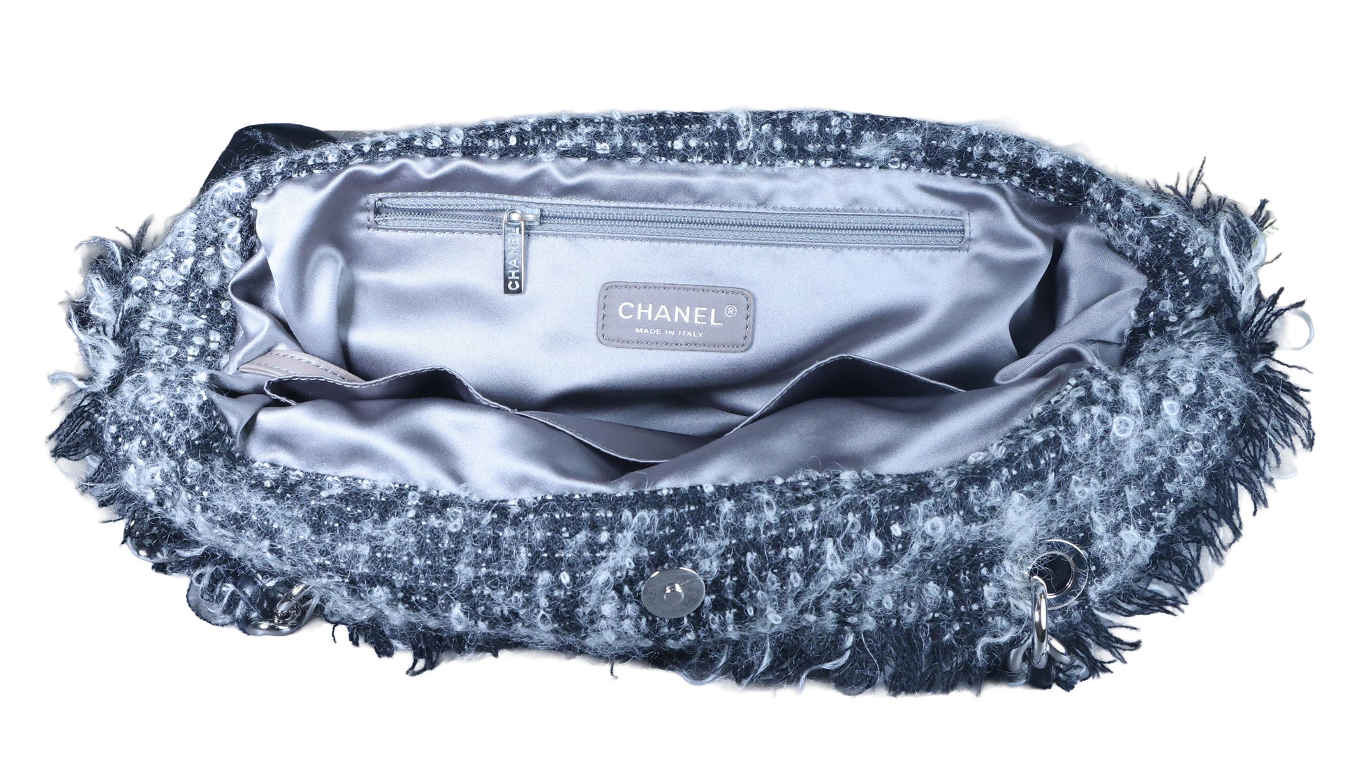 Preowned CHANEL Black Lambskin Leather And Fur Bon Bon Tote Bag | Luxe Again Maison