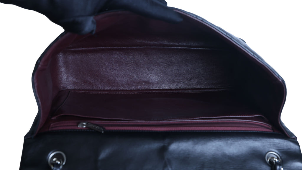 Preowned Chanel Classic Jumbo Black Quilted Leather Single Flap Bag Silver Hardware 13 Series Circa 2010s | Luxe Again Maison