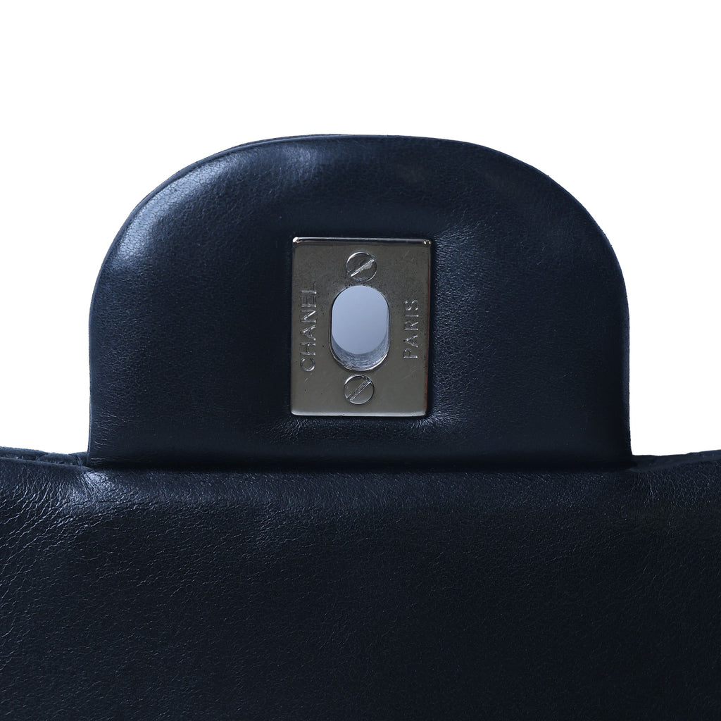 Preowned Chanel Classic Jumbo Black Quilted Leather Single Flap Bag Silver Hardware 13 Series Circa 2010s | Luxe Again Maison