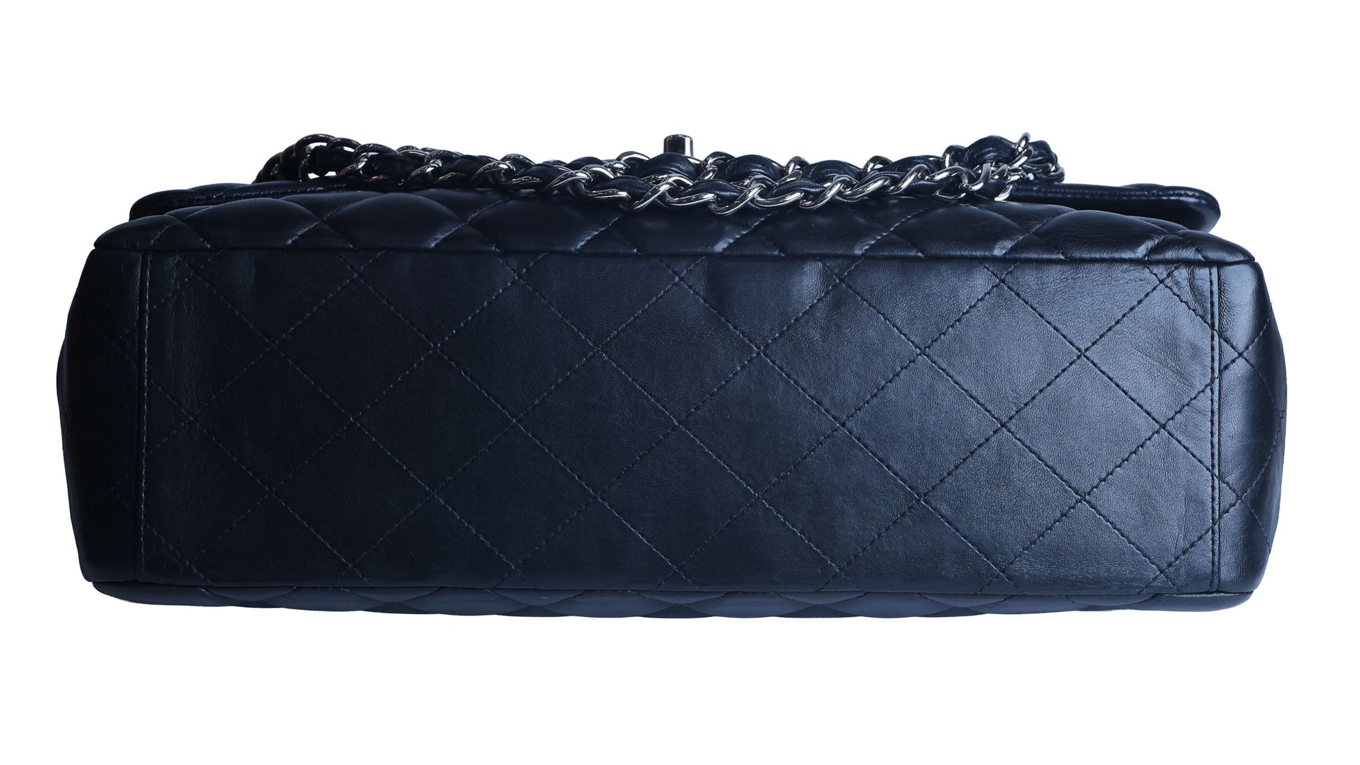 Preowned Chanel Classic Jumbo Black Quilted Leather Single Flap Bag Silver Hardware 13 Series Circa 2010s | Luxe Again Maison
