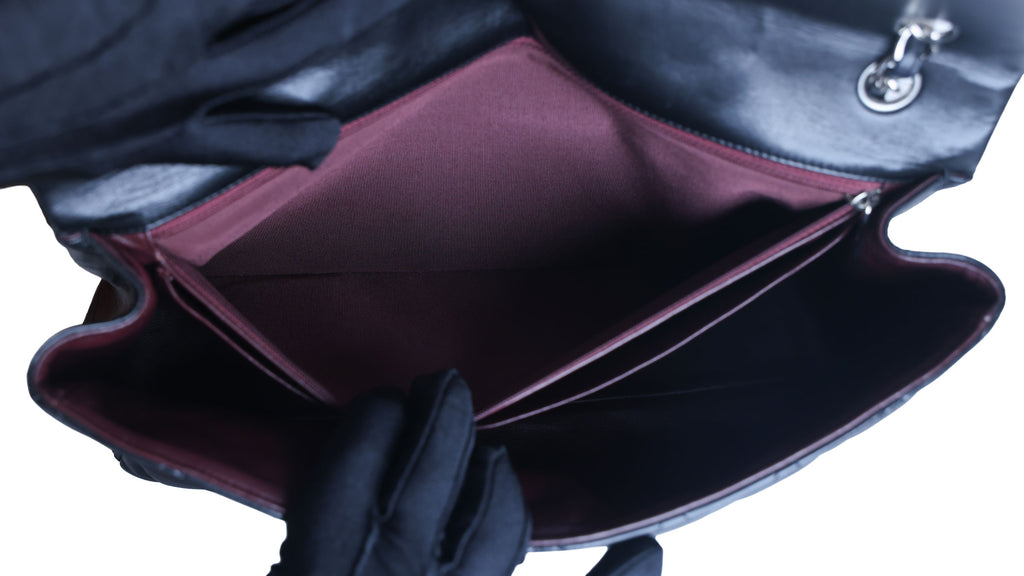 Preowned Chanel Classic Jumbo Black Quilted Leather Single Flap Bag Silver Hardware 13 Series Circa 2010s | Luxe Again Maison