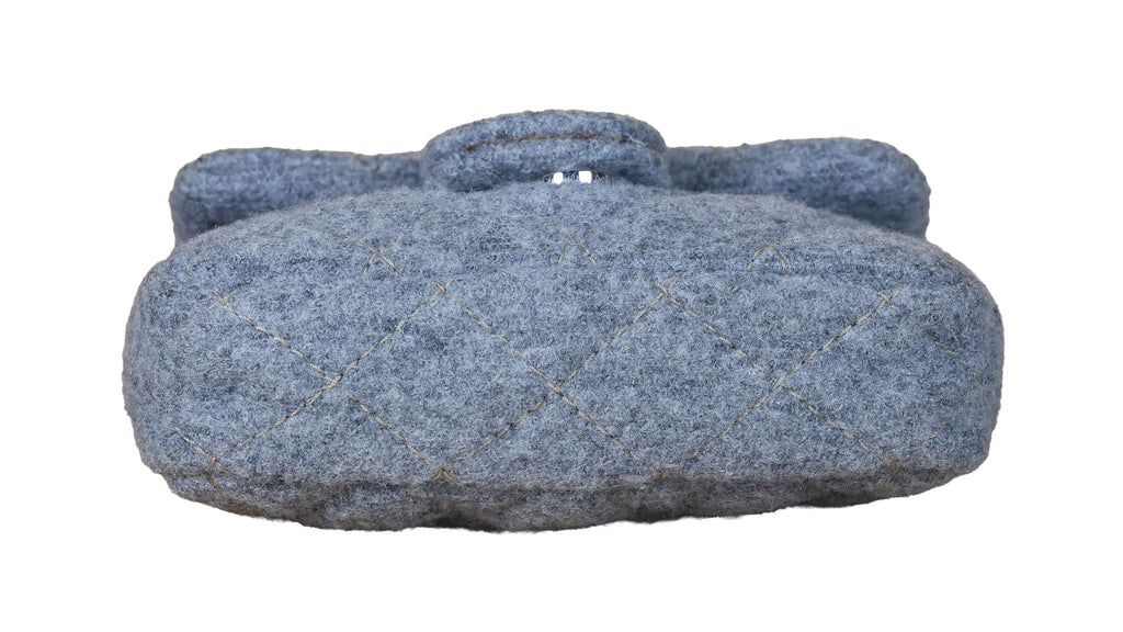 Preowned CHANEL Extra Mini Flap Wool Matelasse Gray SHW Bag | Luxe Again Maison