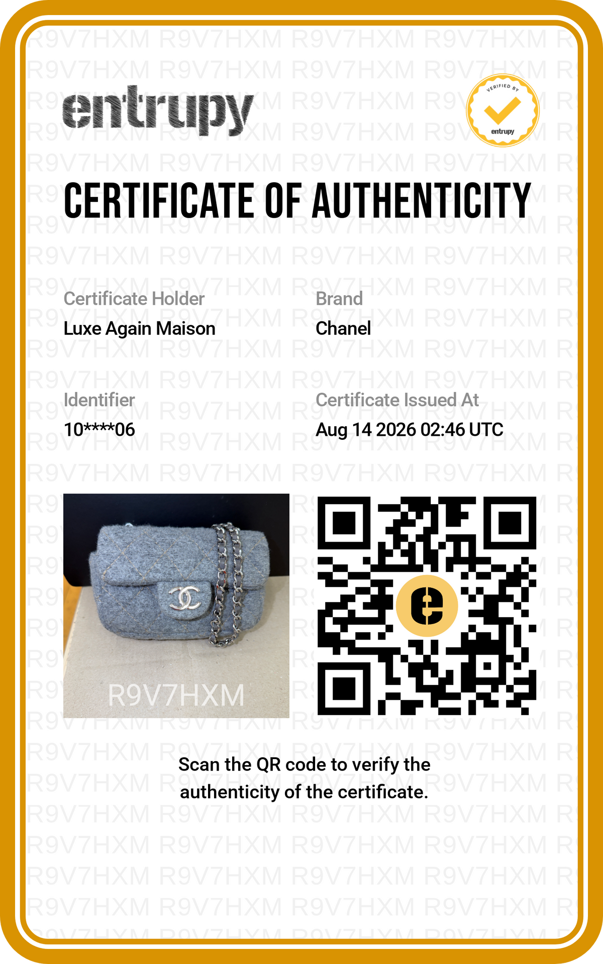 Preowned CHANEL Extra Mini Flap Wool Matelasse Gray SHW Bag | Luxe Again Maison