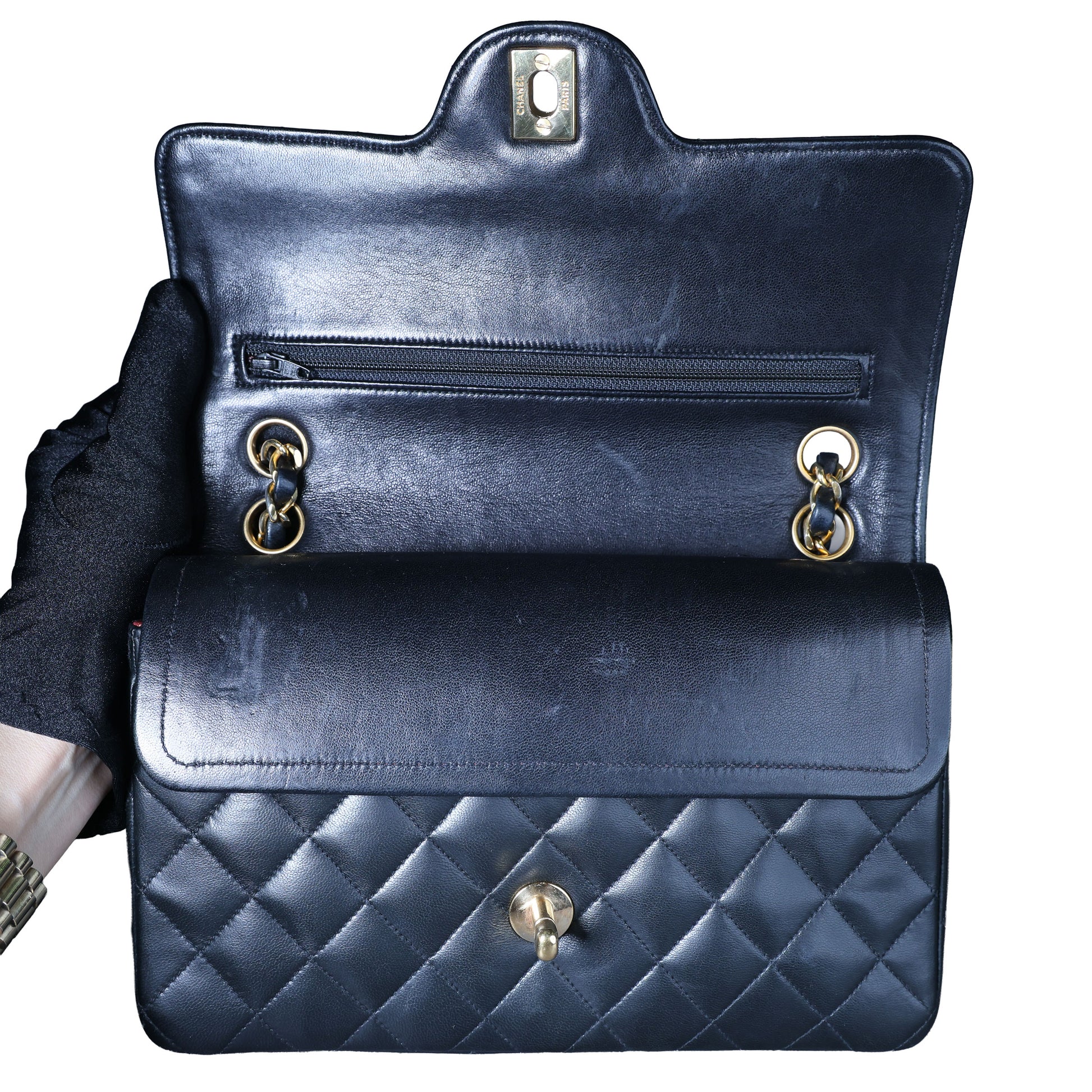 Preowned CHANEL Matelasse 23 Lambskin Double Flap Bag Black GHW 07XXXX0 0 series | Luxe Again Maison