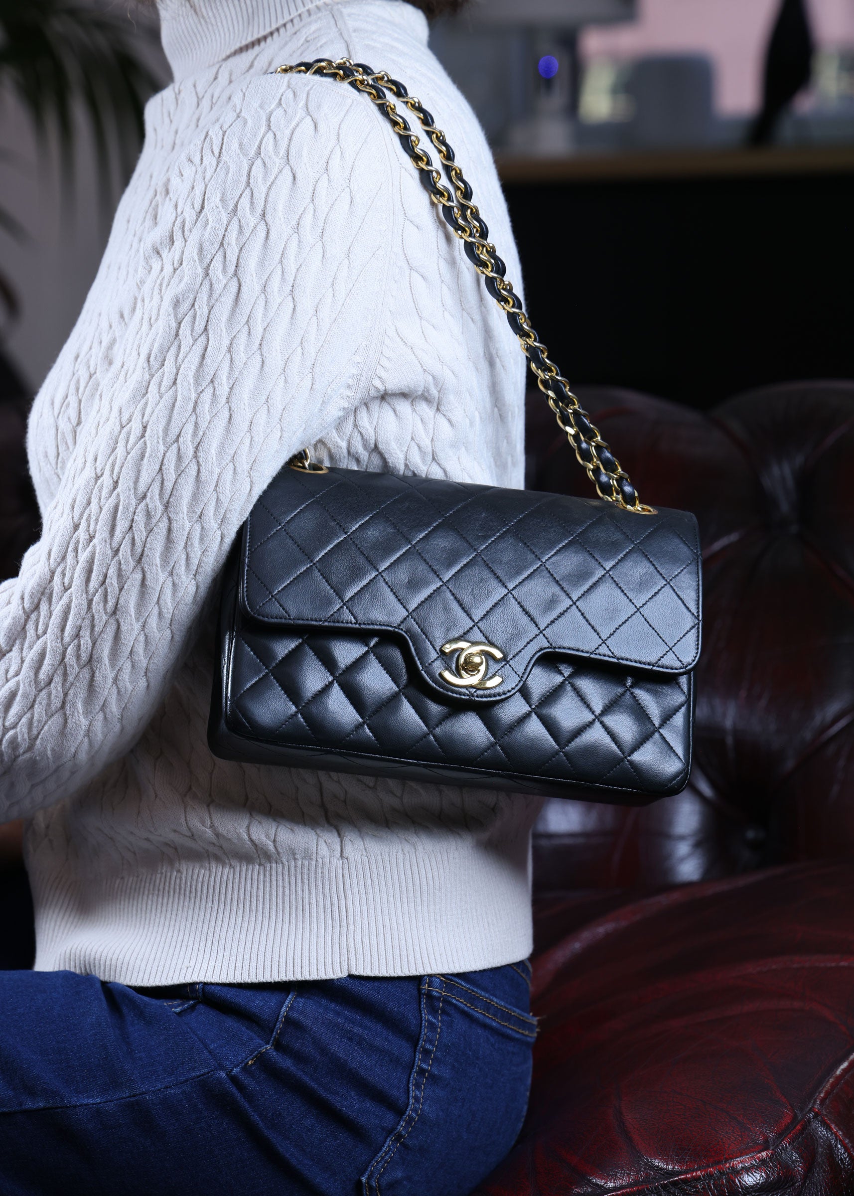 Preowned CHANEL Matelasse 23 Lambskin Double Flap Bag Black GHW 07XXXX0 0 series | Luxe Again Maison