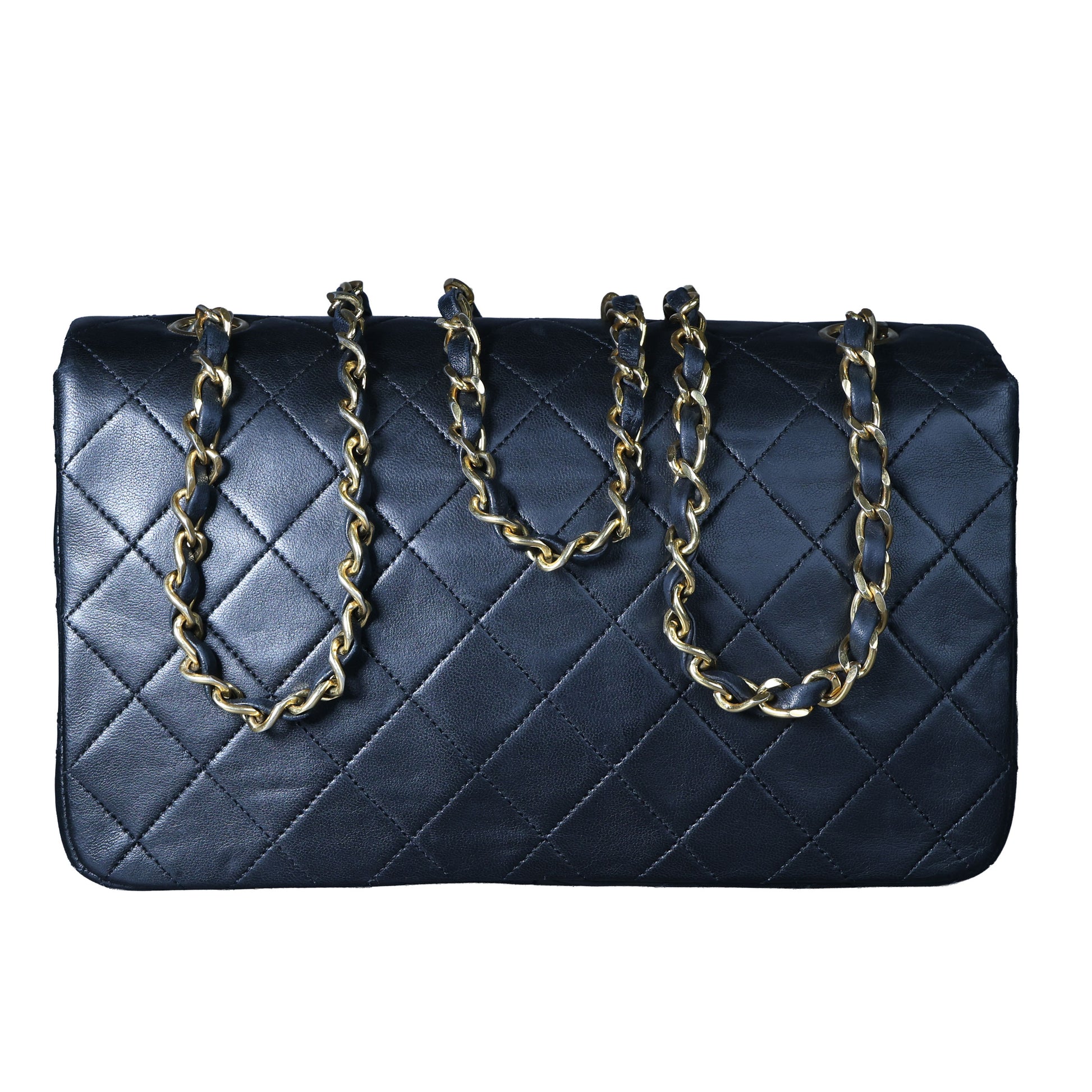 Preowned CHANEL Vintage Matelasse 23 Single Flap Black Lambskin Gold-Tone Hardware 18XXXX3 | Luxe Again Maison