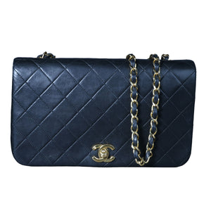 Preowned CHANEL Vintage Matelasse 23 Single Flap Black Lambskin Gold-Tone Hardware 18XXXX3 | Luxe Again Maison