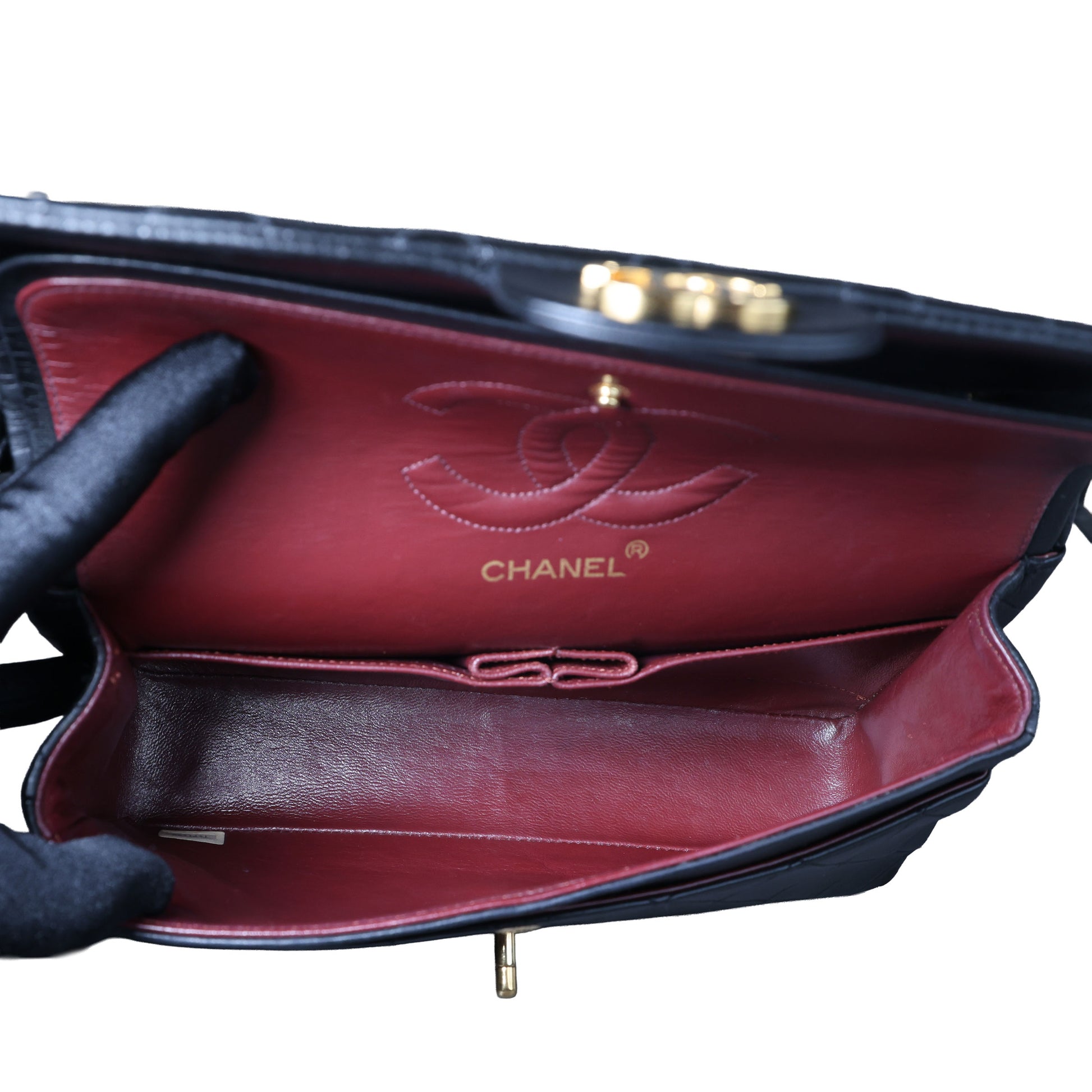 Preowned CHANEL Vintage Matelasse 25 Double Flap Black Lambskin Gold-Tone Hardware 09XXXXX 0 Series | Luxe Again Maison