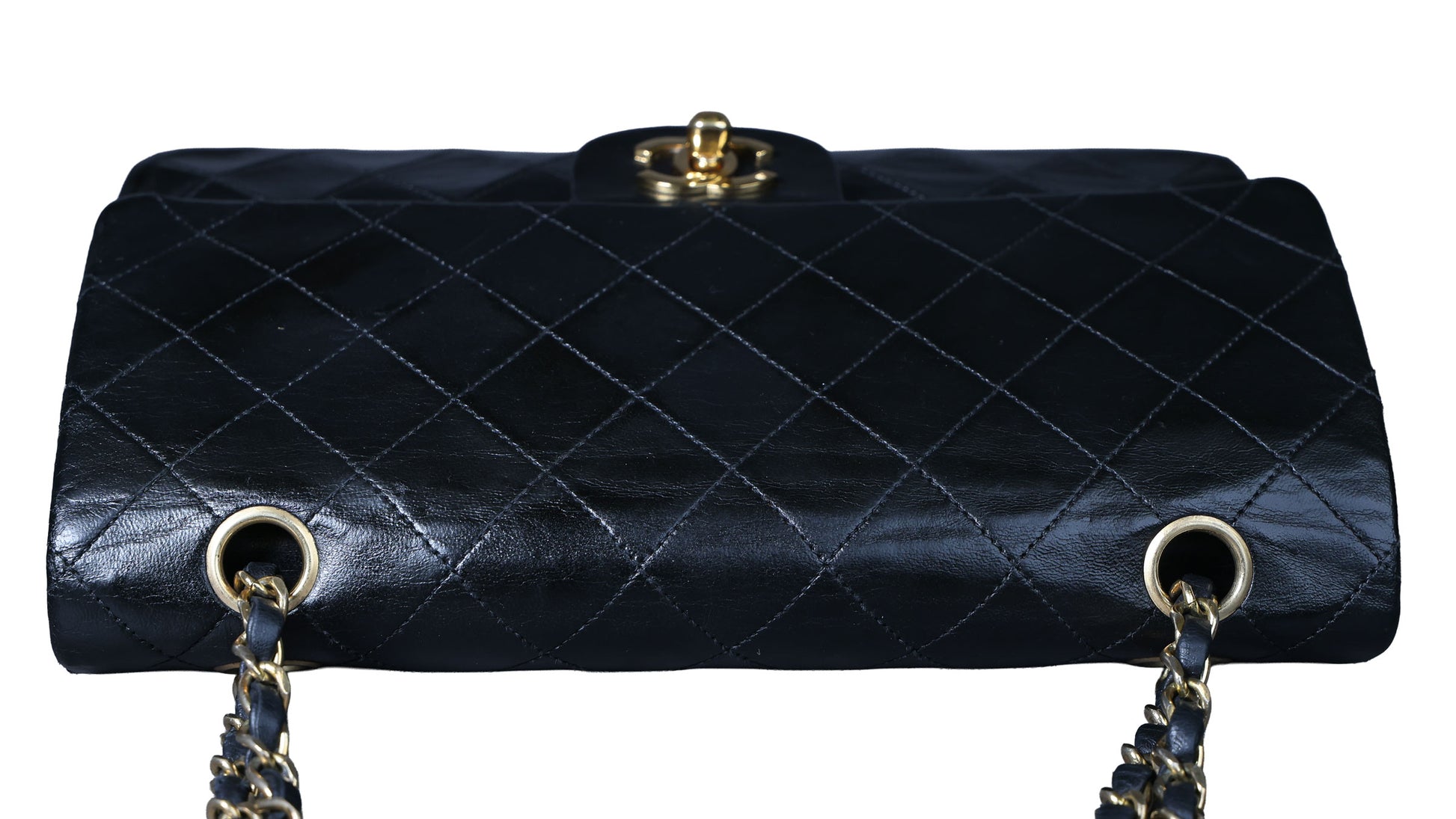 Preowned CHANEL Vintage Matelasse 25 Double Flap Black Lambskin Gold-Tone Hardware 09XXXXX 0 Series | Luxe Again Maison
