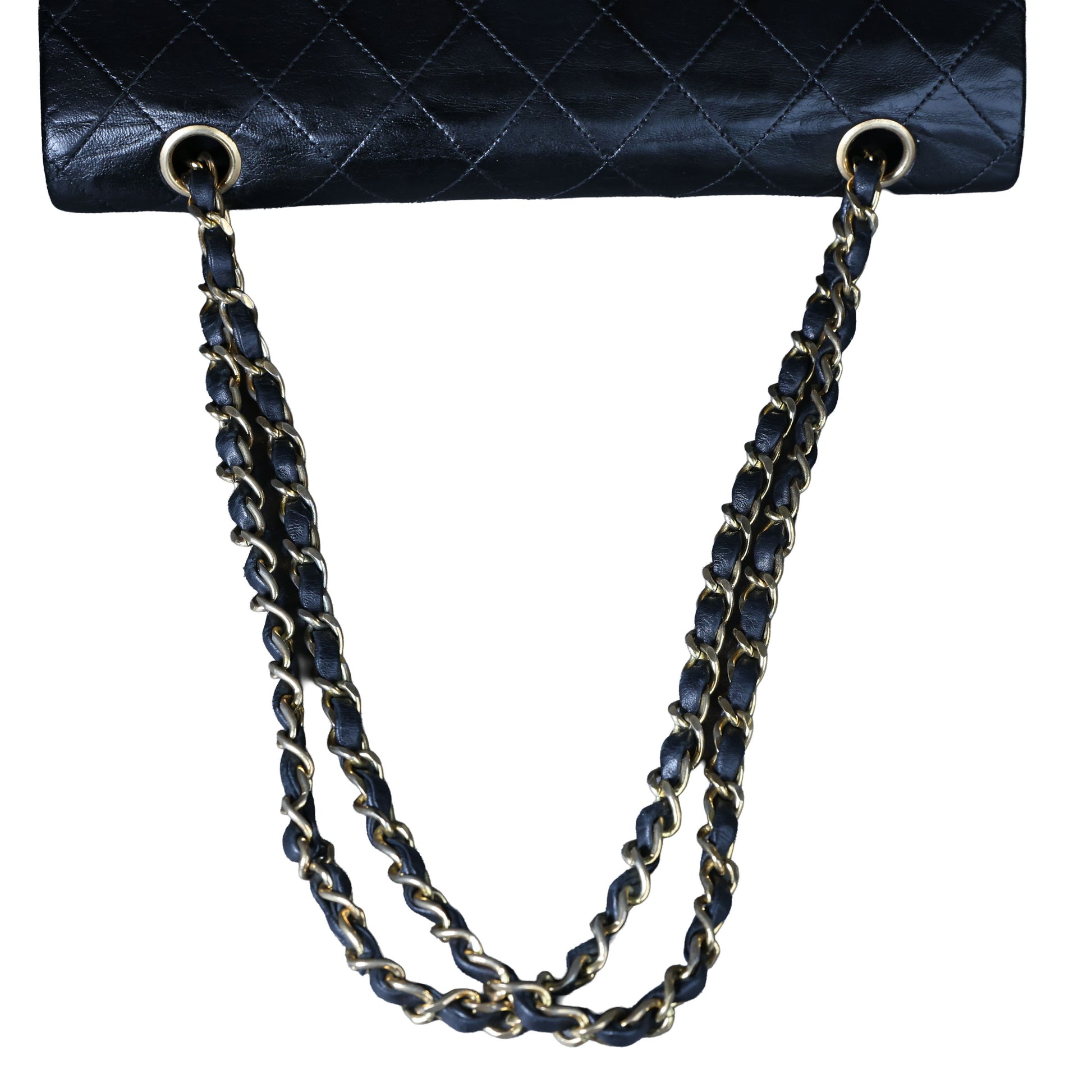 Preowned CHANEL Vintage Matelasse 25 Double Flap Black Lambskin Gold-Tone Hardware 09XXXXX 0 Series | Luxe Again Maison