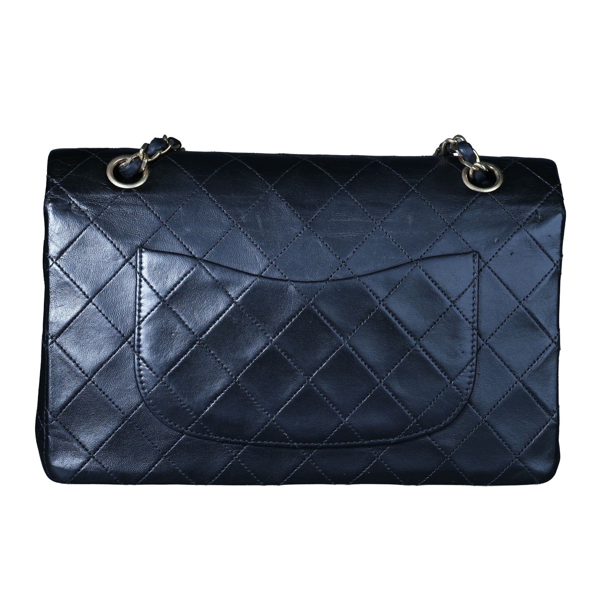 Preowned CHANEL Vintage Matelasse 25 Double Flap Black Lambskin Gold-Tone Hardware 09XXXXX 0 Series | Luxe Again Maison