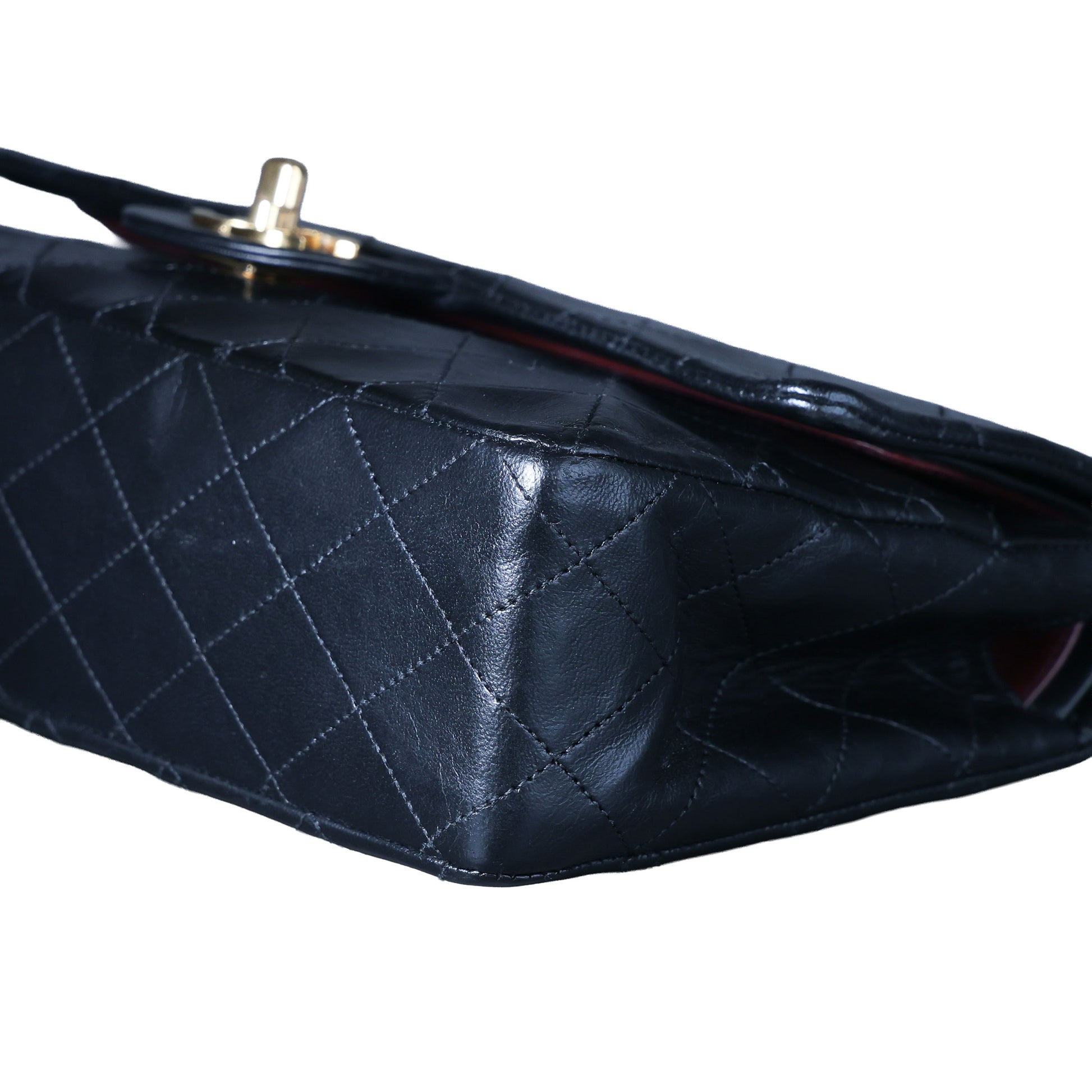 Preowned CHANEL Vintage Matelasse 25 Double Flap Black Lambskin Gold-Tone Hardware 09XXXXX 0 Series | Luxe Again Maison