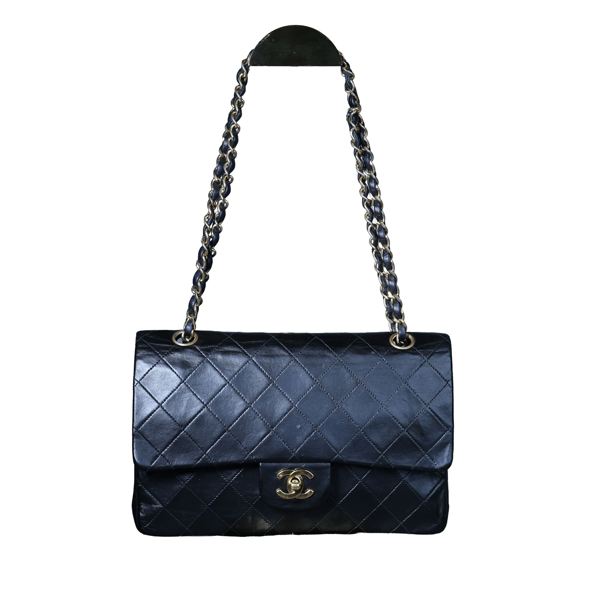 Preowned CHANEL Vintage Matelasse 25 Double Flap Black Lambskin Gold-Tone Hardware 09XXXXX 0 Series | Luxe Again Maison
