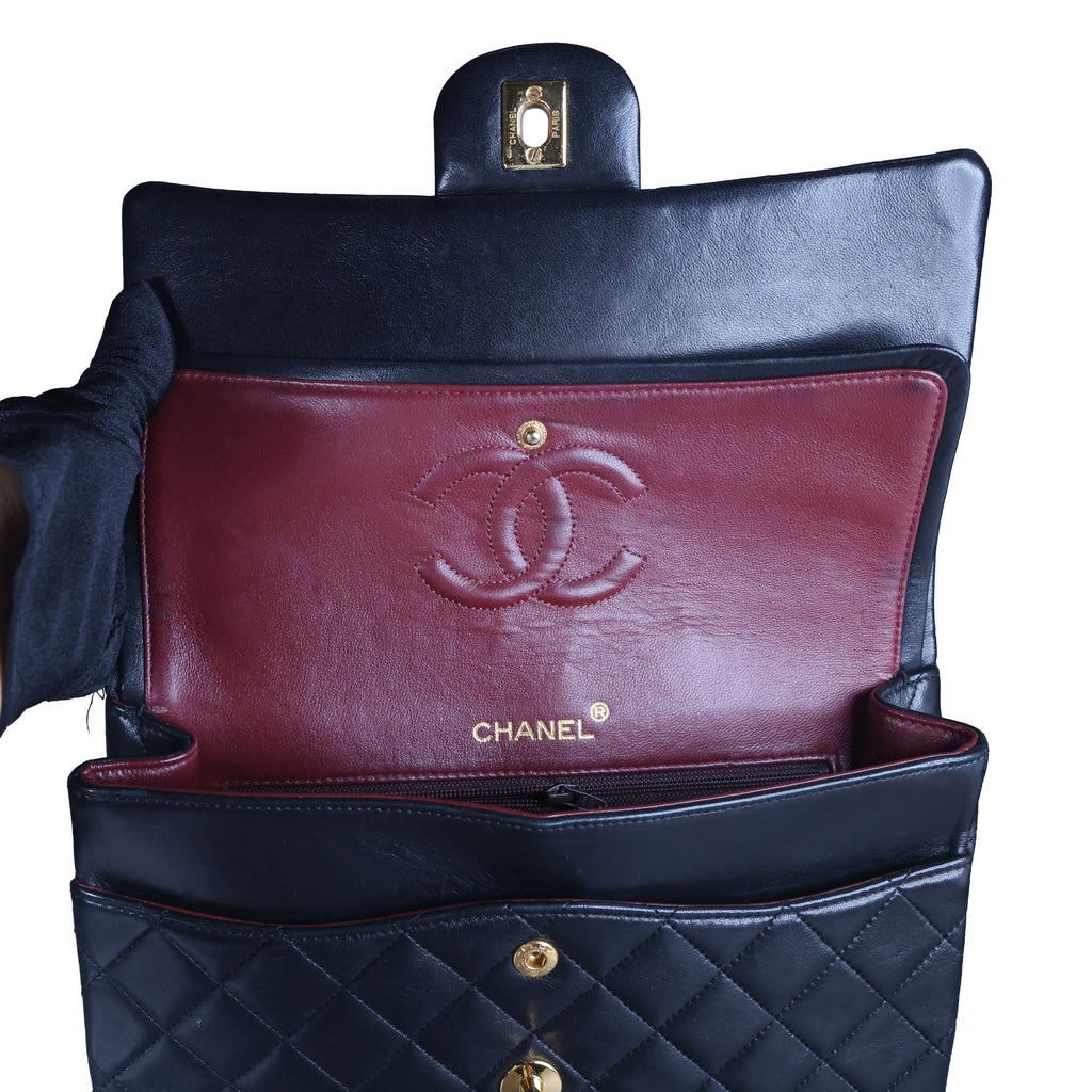 Preowned CHANEL Matelasse 25 Lambskin Double Flap Bag Black 14 Series | Luxe Again Maison