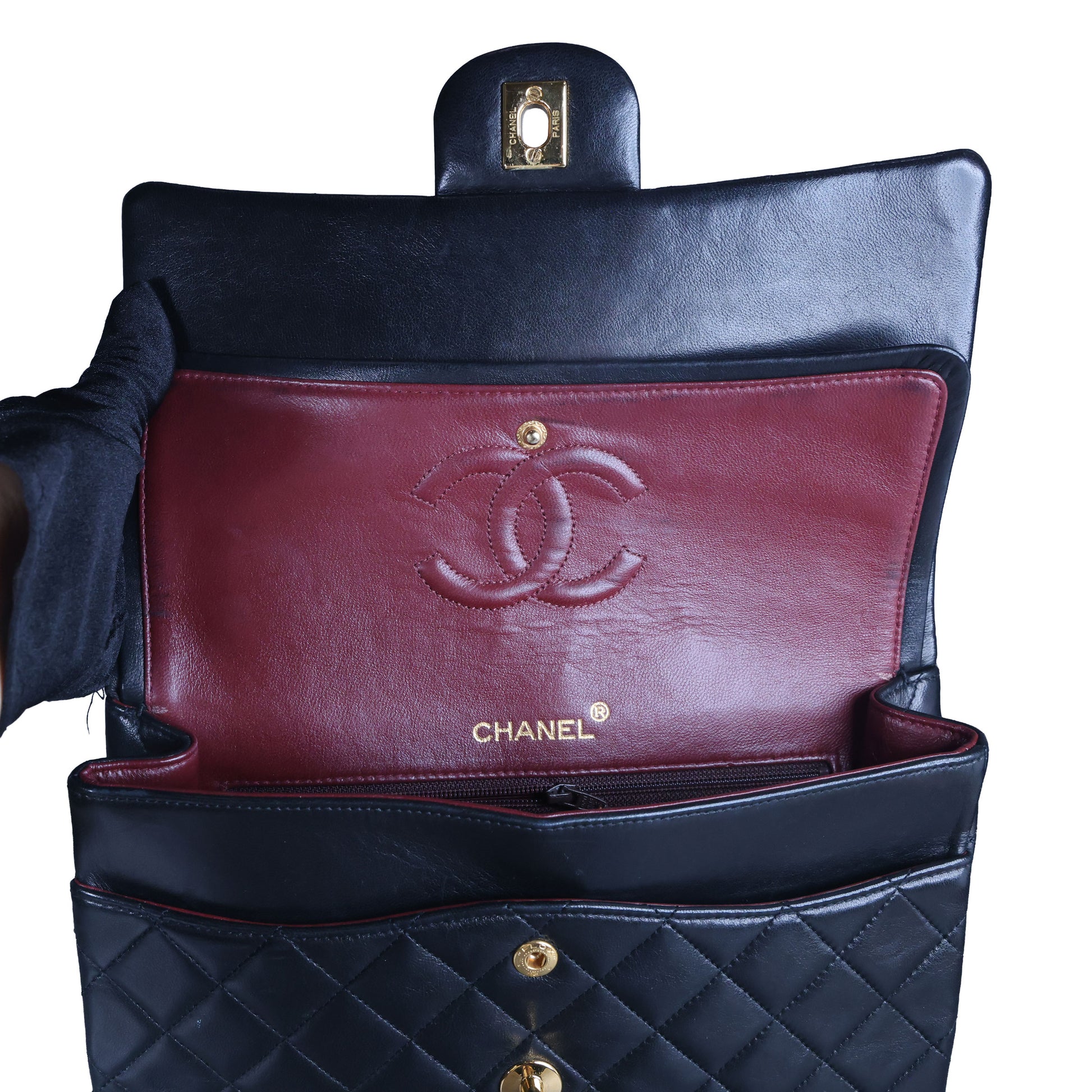 Preowned CHANEL Matelasse 25 Lambskin Double Flap Bag Black 14 Series | Luxe Again Maison