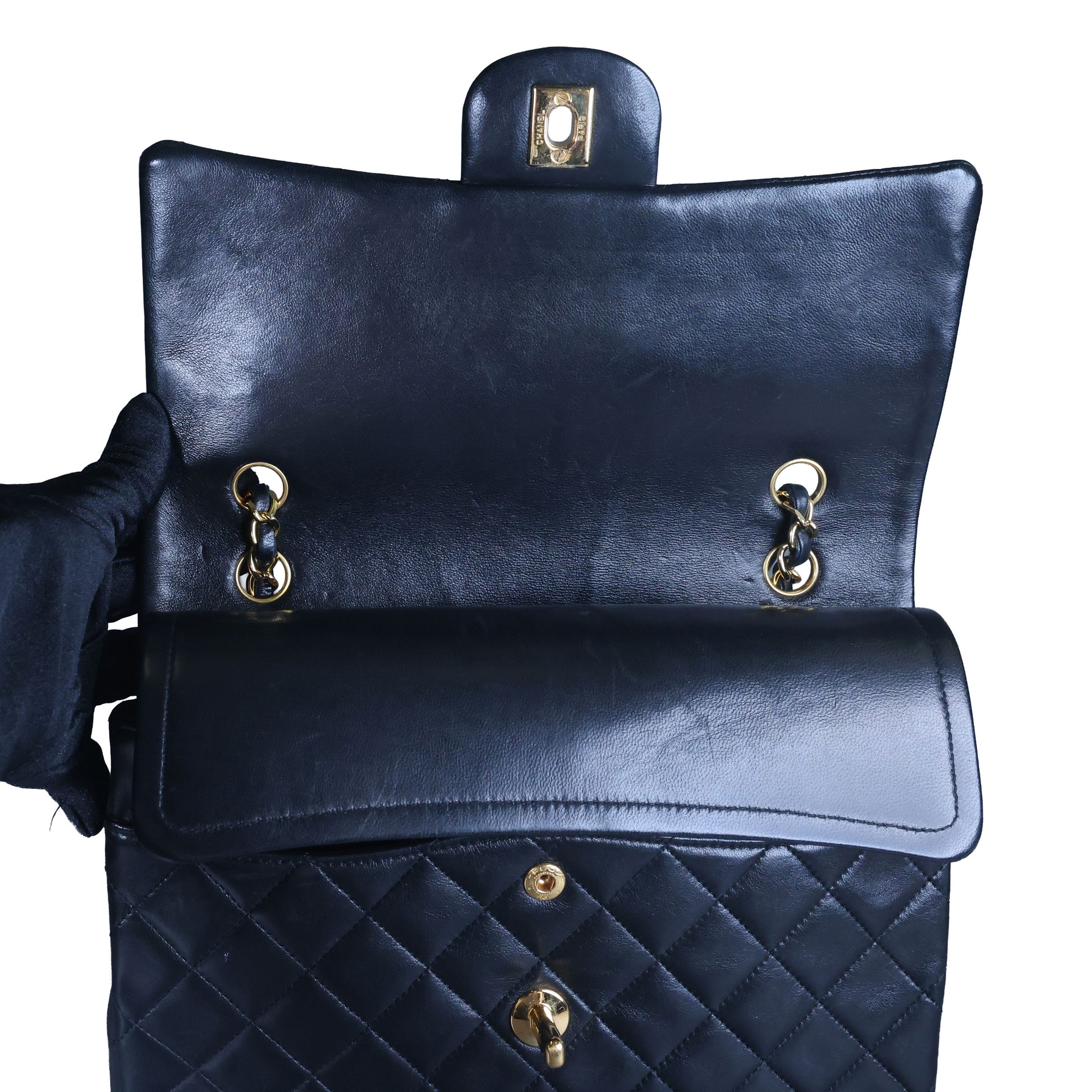 Preowned CHANEL Matelasse 25 Lambskin Double Flap Bag Black 14 Series | Luxe Again Maison