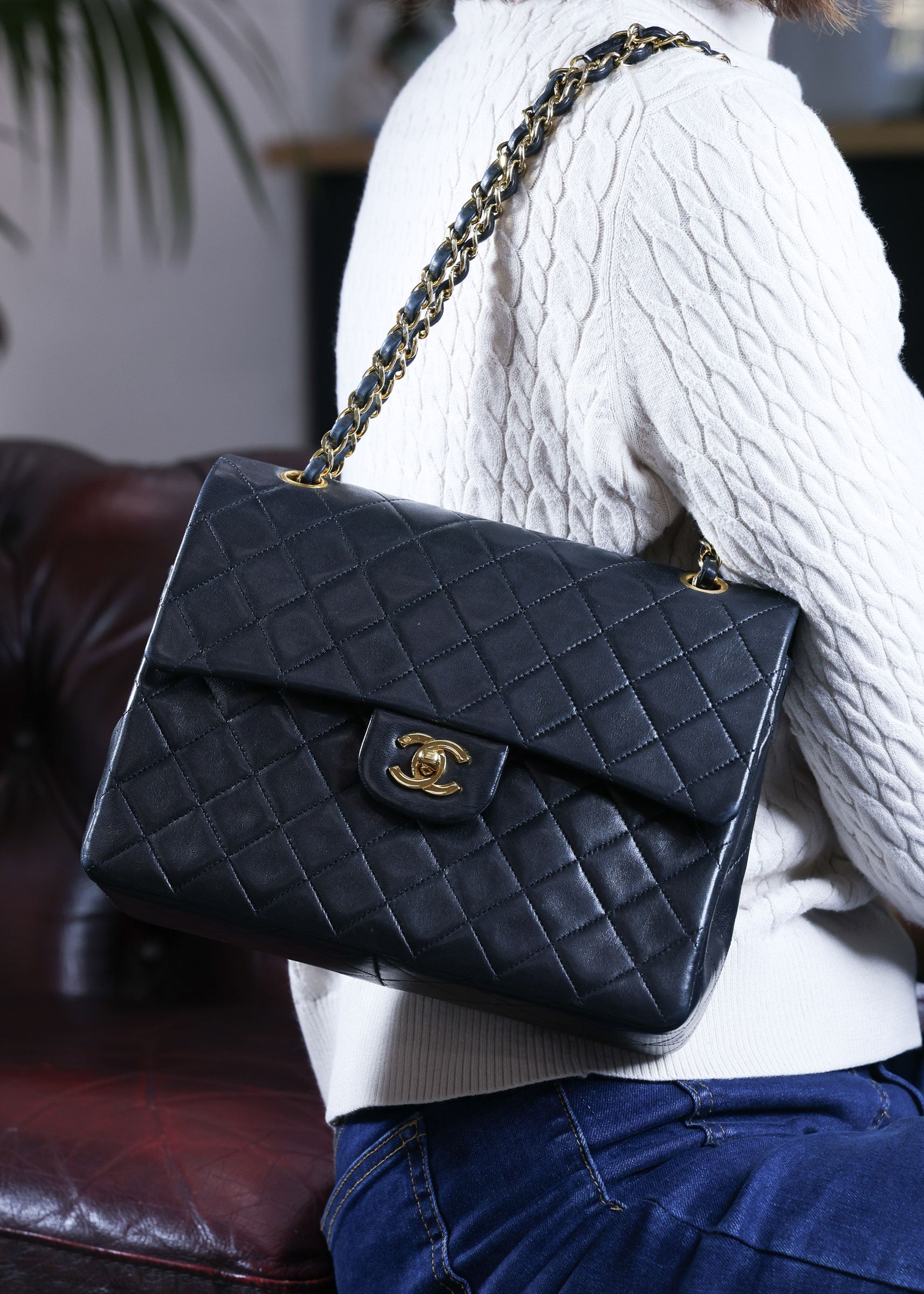 Preowned CHANEL Matelasse 25 Lambskin Double Flap Bag Black 14 Series | Luxe Again Maison