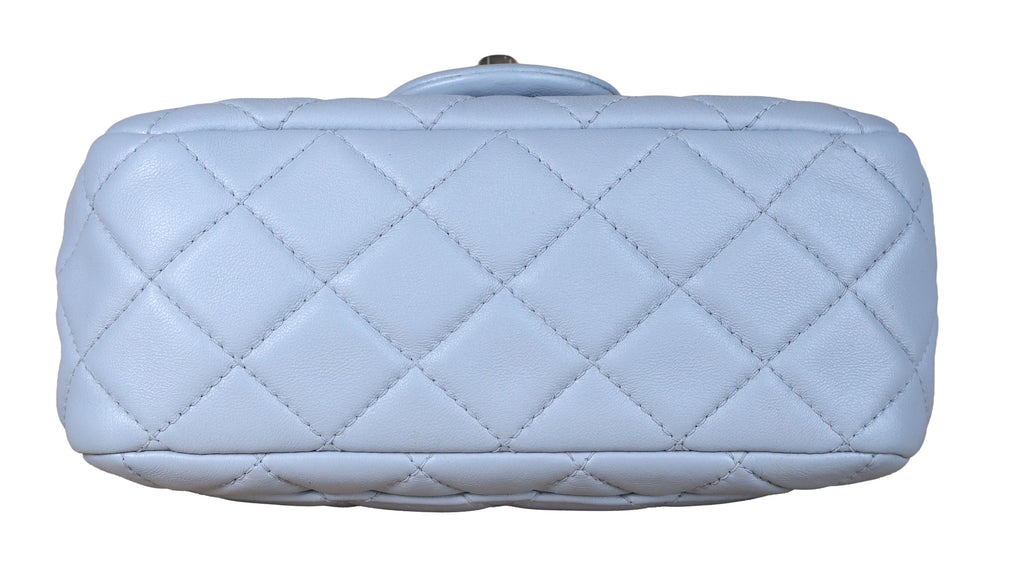 Preowned CHANEL Mini 17 Matelasse Single Flap Lambskin  Coco Ball Chain GHW Gray Bag | Luxe Again Maison